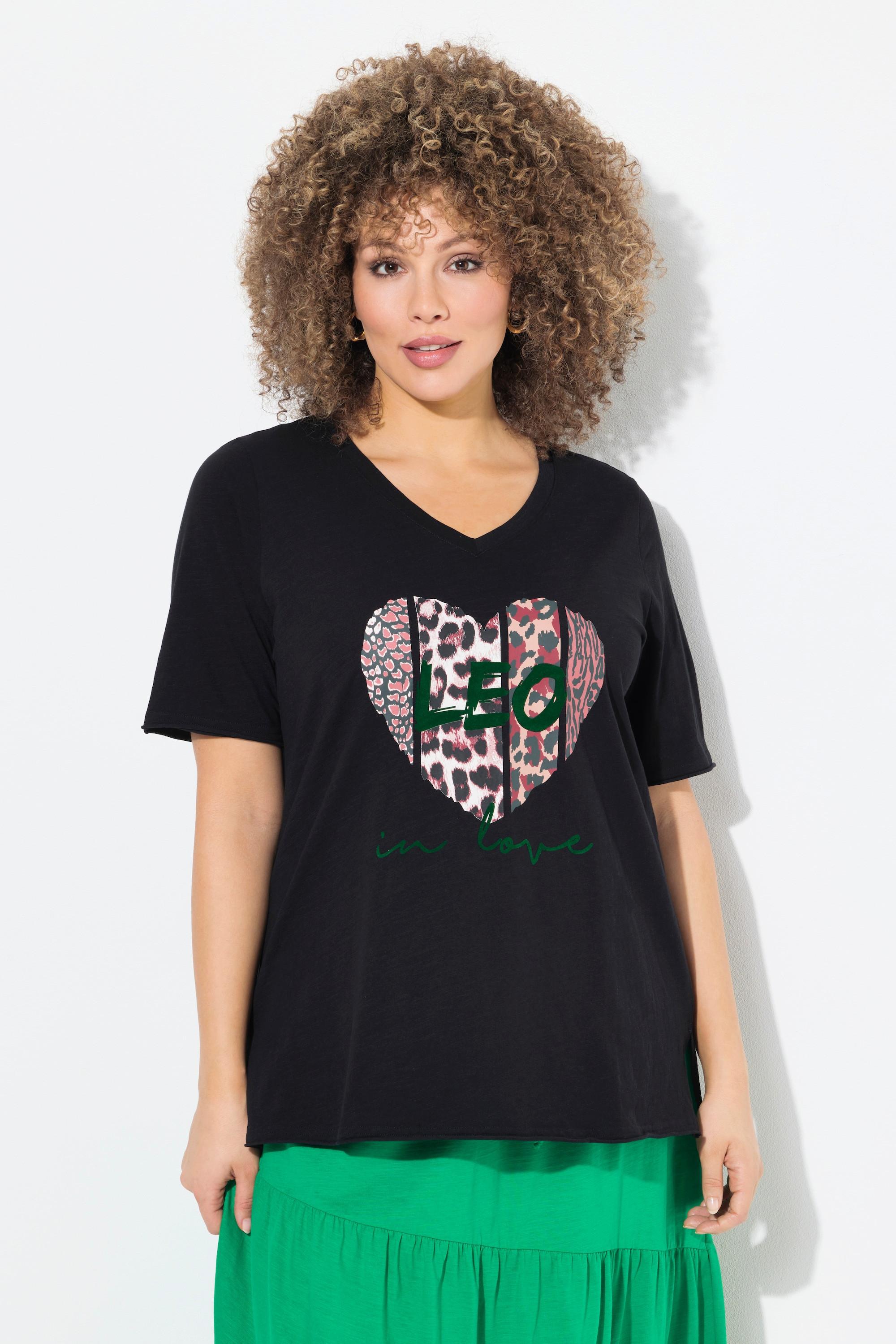 Ulla Popken Leo-Herz Classic V-Ausschnitt Halbarm T-Shirt