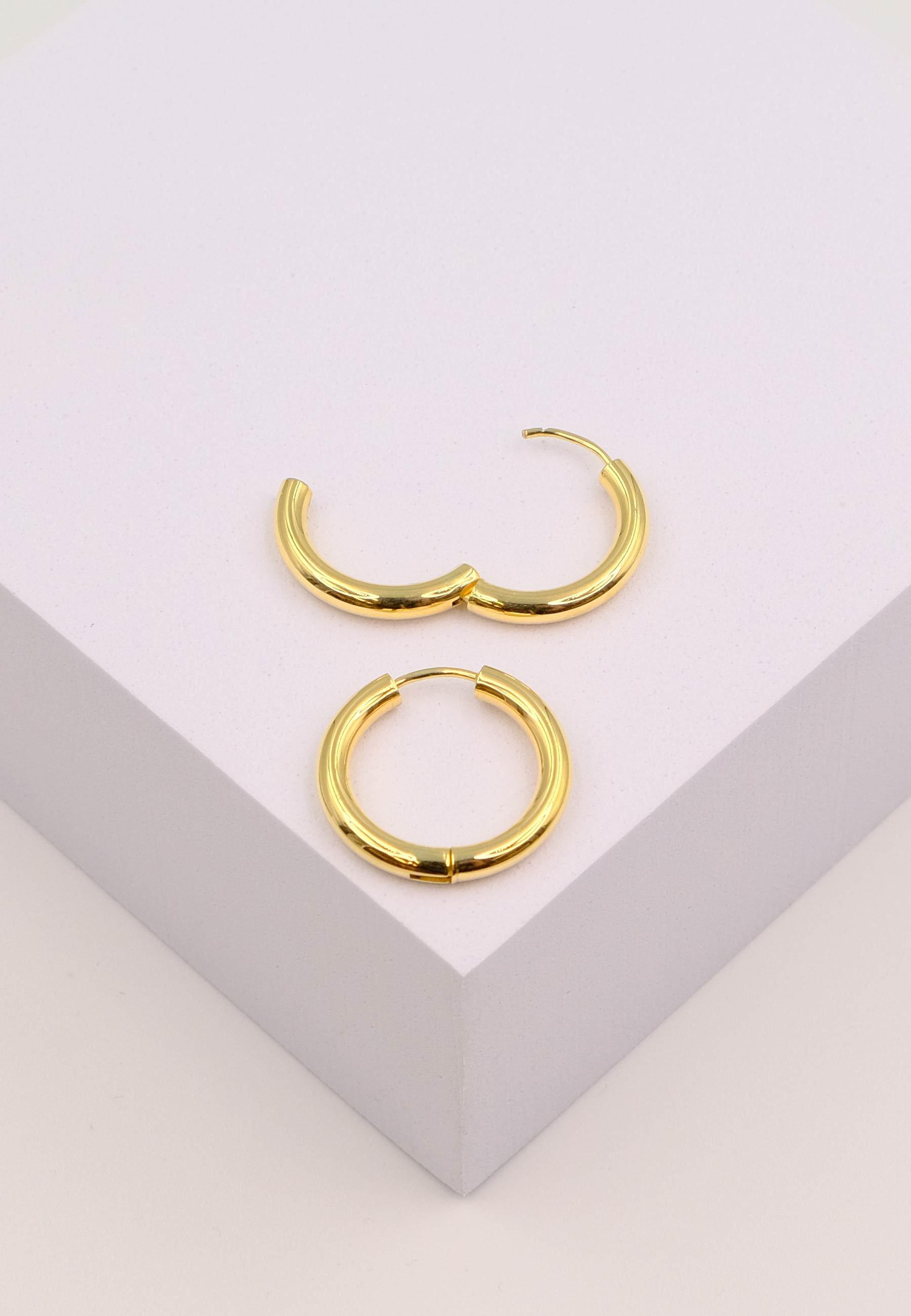 MUAU Schmuck Creolen Gelbgold 750 Runddraht Scharnier 21mm