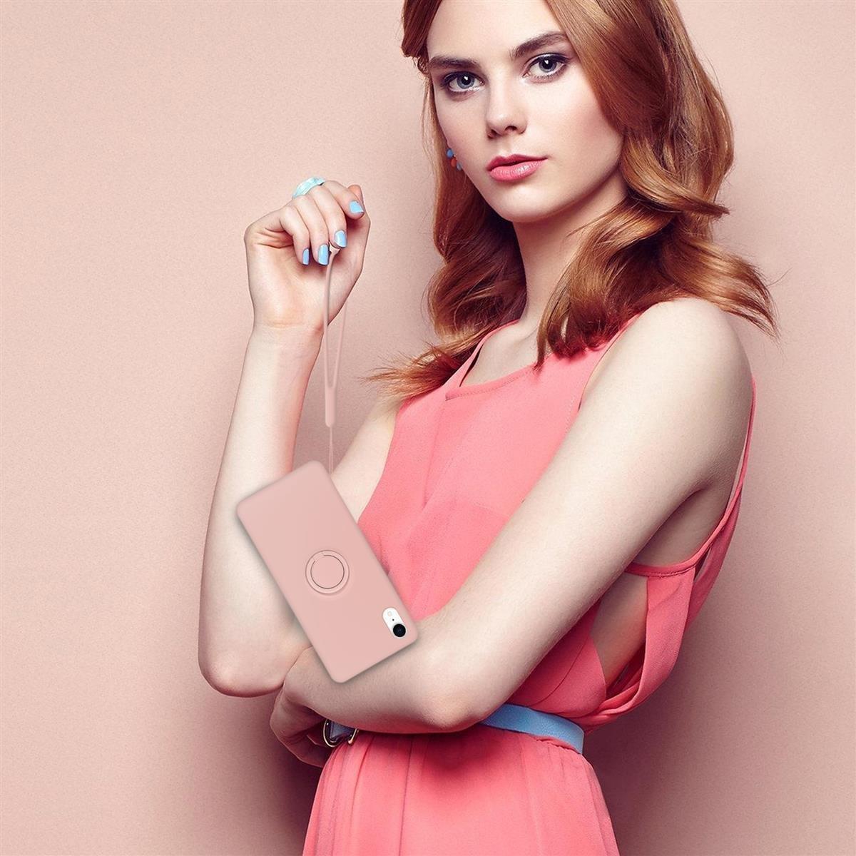 Cadorabo Hülle für Apple iPhone XR TPU Silikon mit Ring Liquid