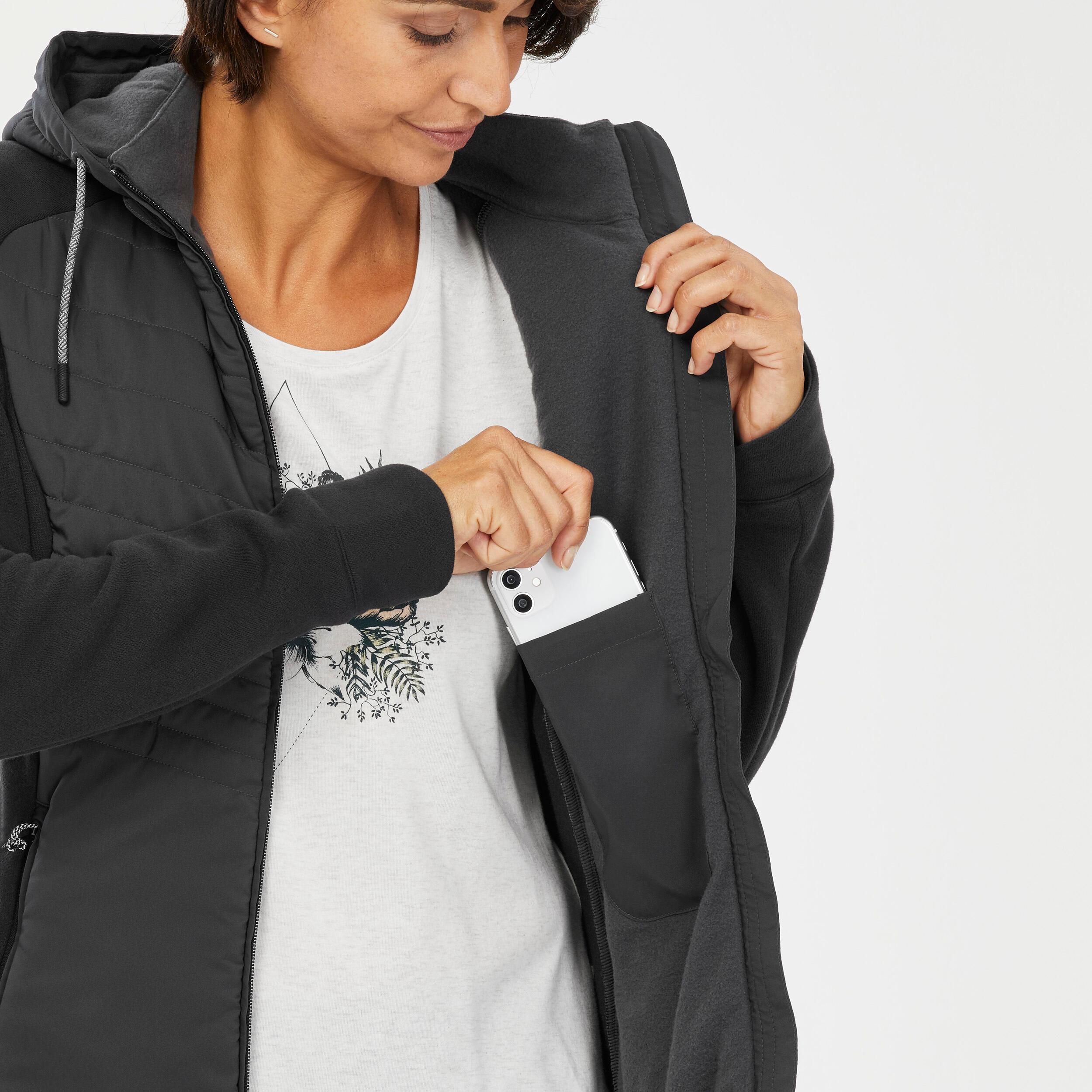 QUECHUA Sweatjacke Hybridjacke mit Kapuze Naturwandern - NH500