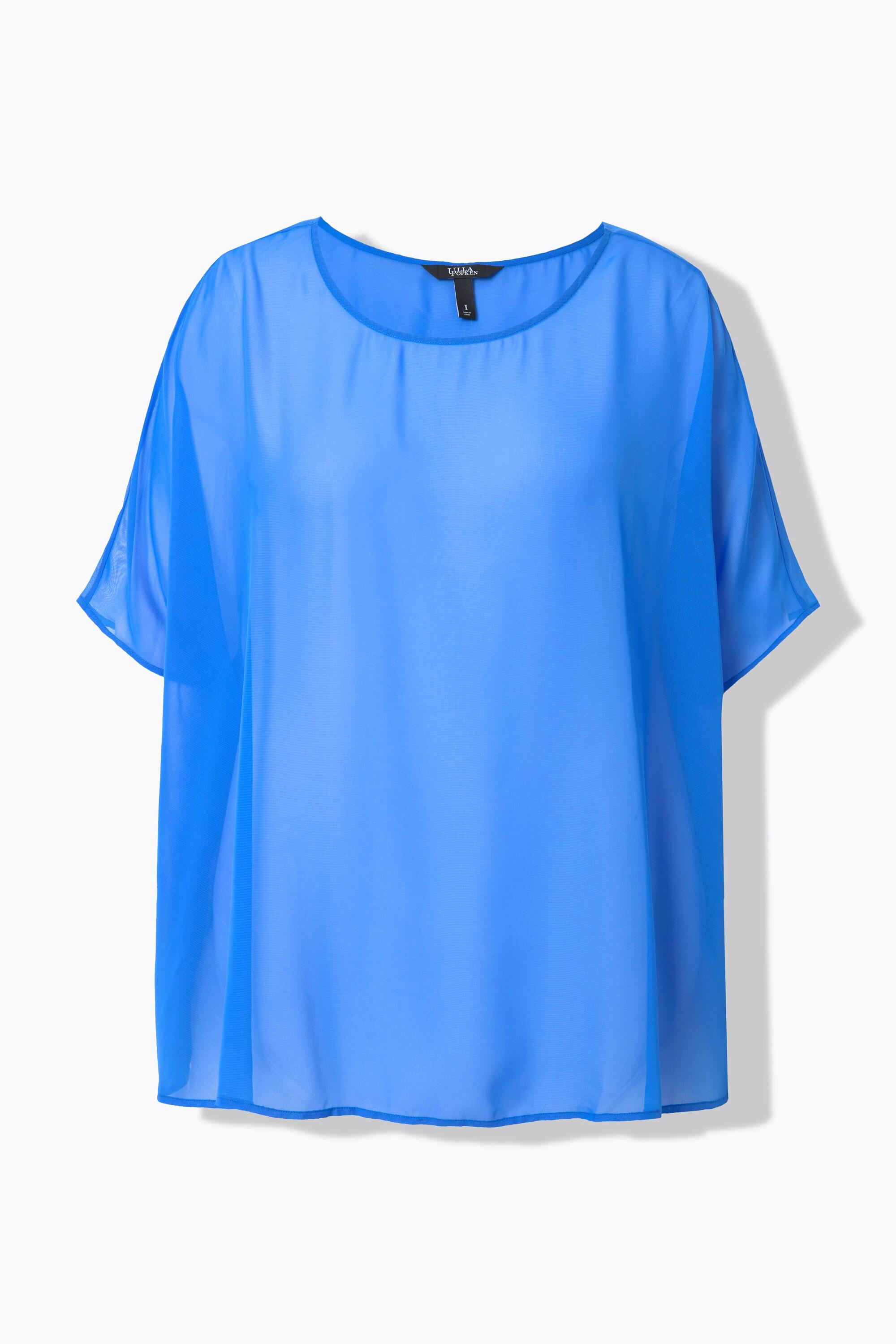 Ulla Popken Chiffon Oversized Rundhals Halbarm Bluse