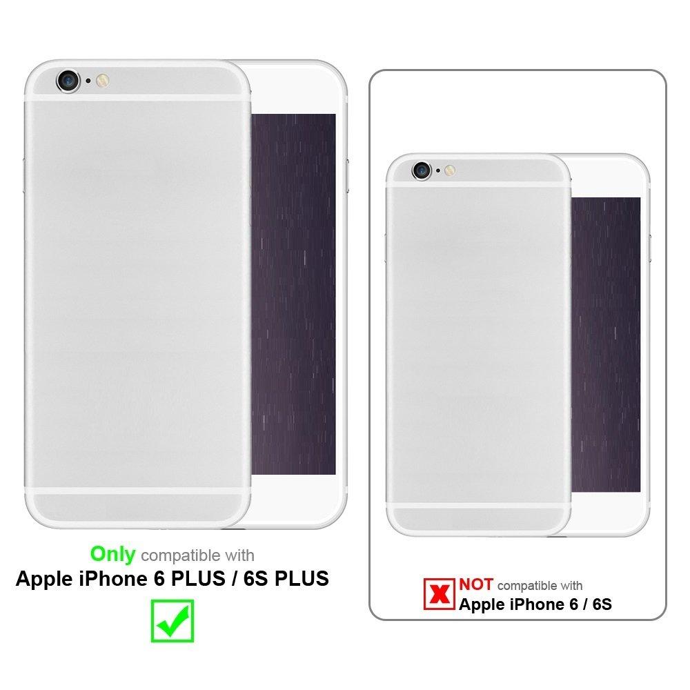 Cadorabo Hülle für Apple iPhone 6 PLUS 6S PLUS mit Chrome Applikation