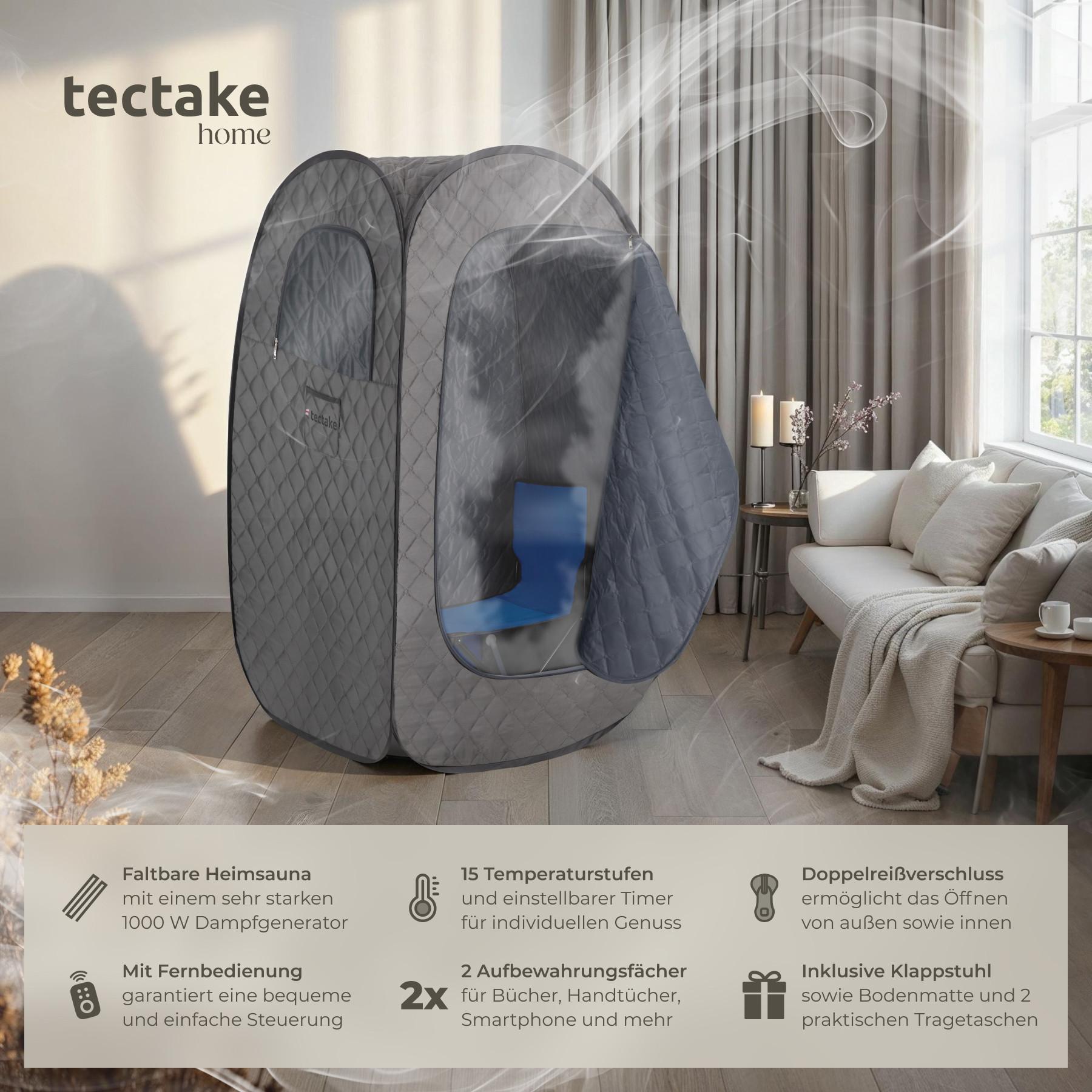 Tectake Mobile Dampfsauna ThermaLuxe I, 1000 W, 15 Temperaturstufen