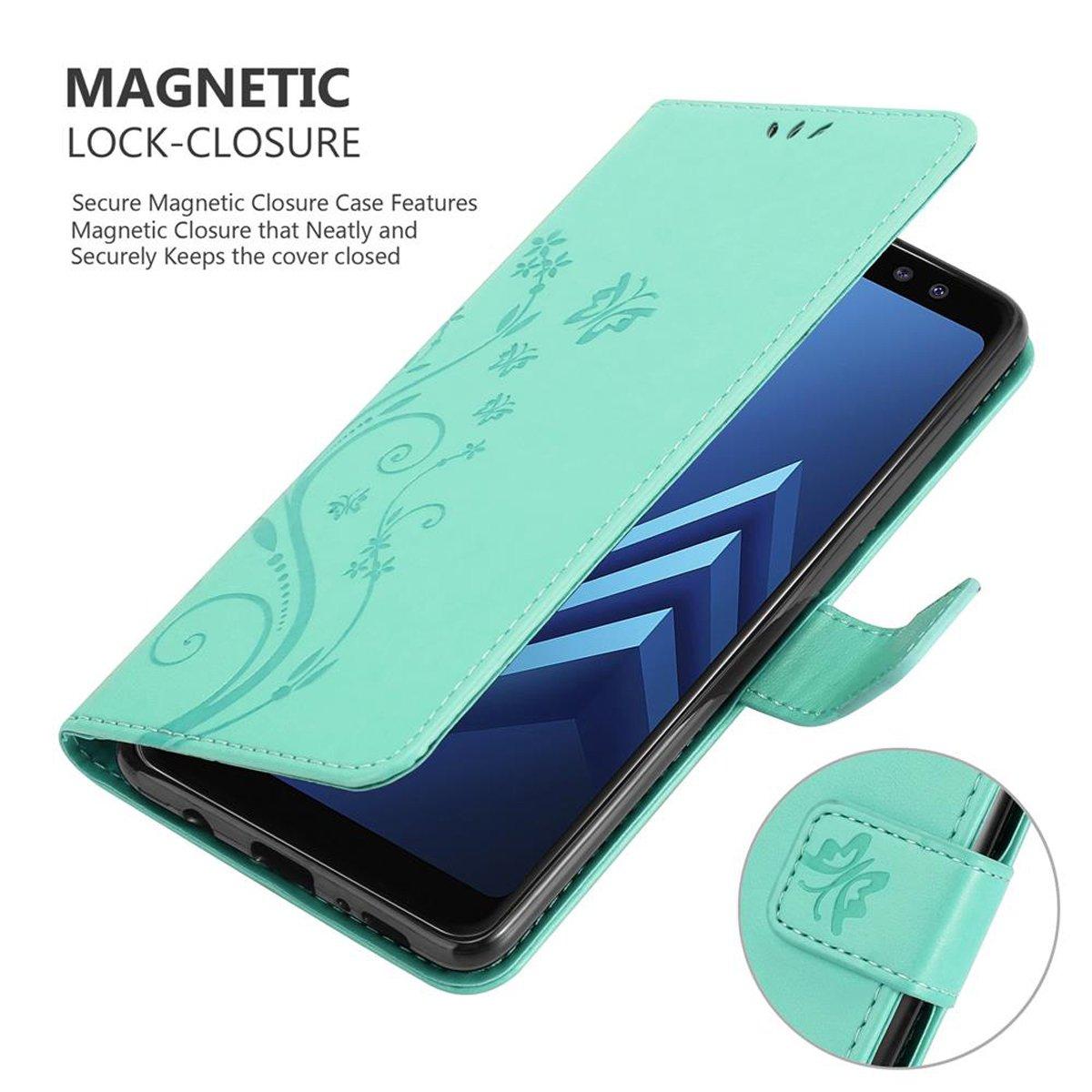 Cadorabo Hülle für Samsung Galaxy A8 2018 Blumen Design Magnetverschluss