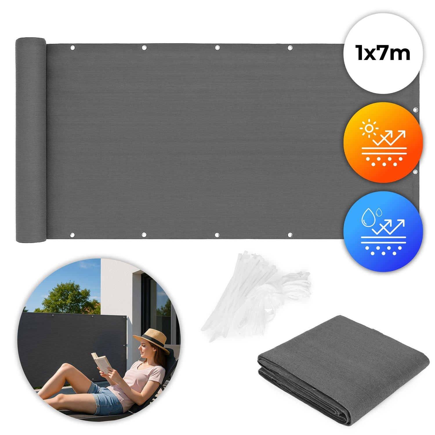 Northio Balkon Sichtschutz mit Beschlägen Beschattungsnetz