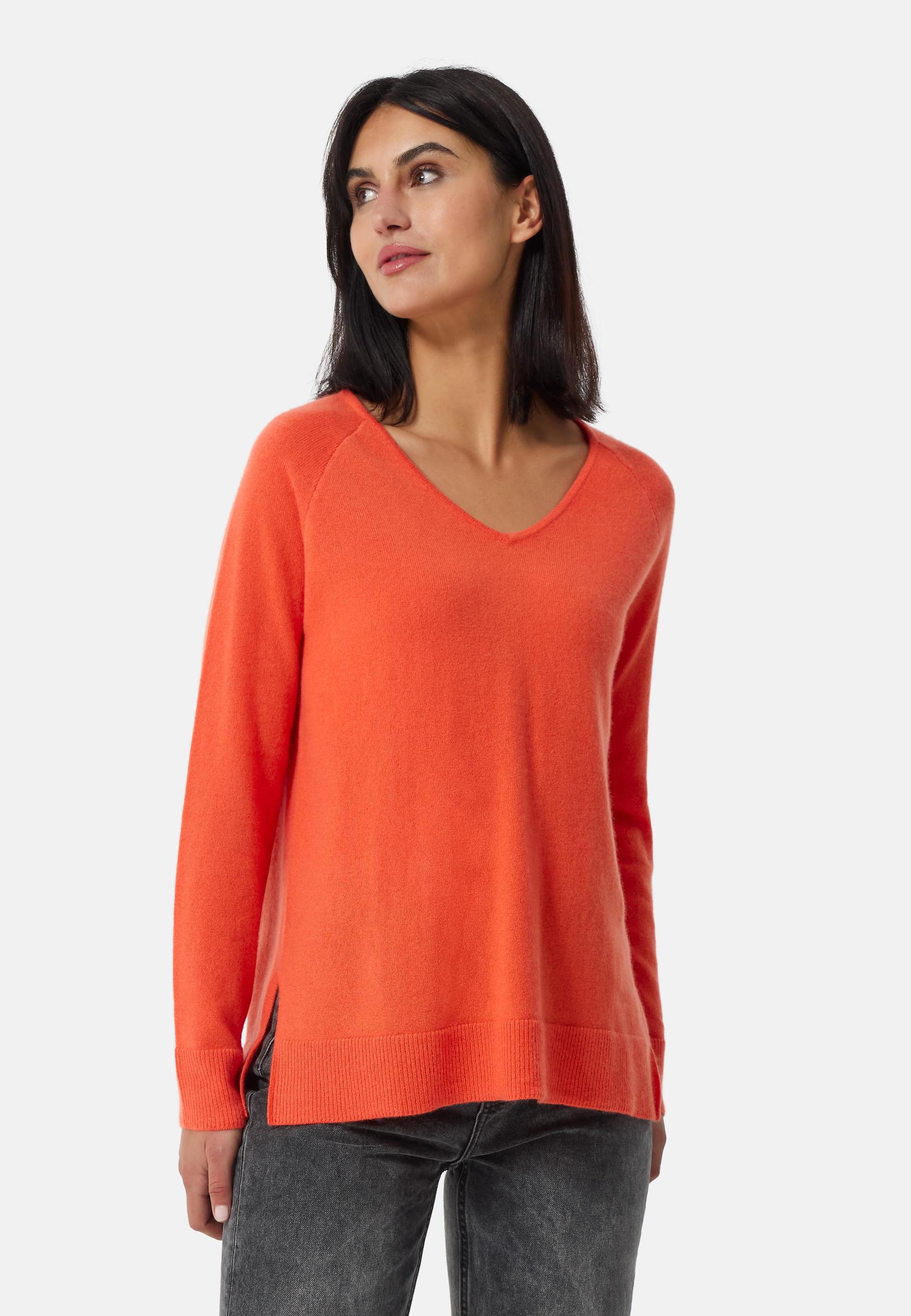 CASH-MERE.CH Kaschmir V-Ausschnitt Pullover mit Seitenschlitzen