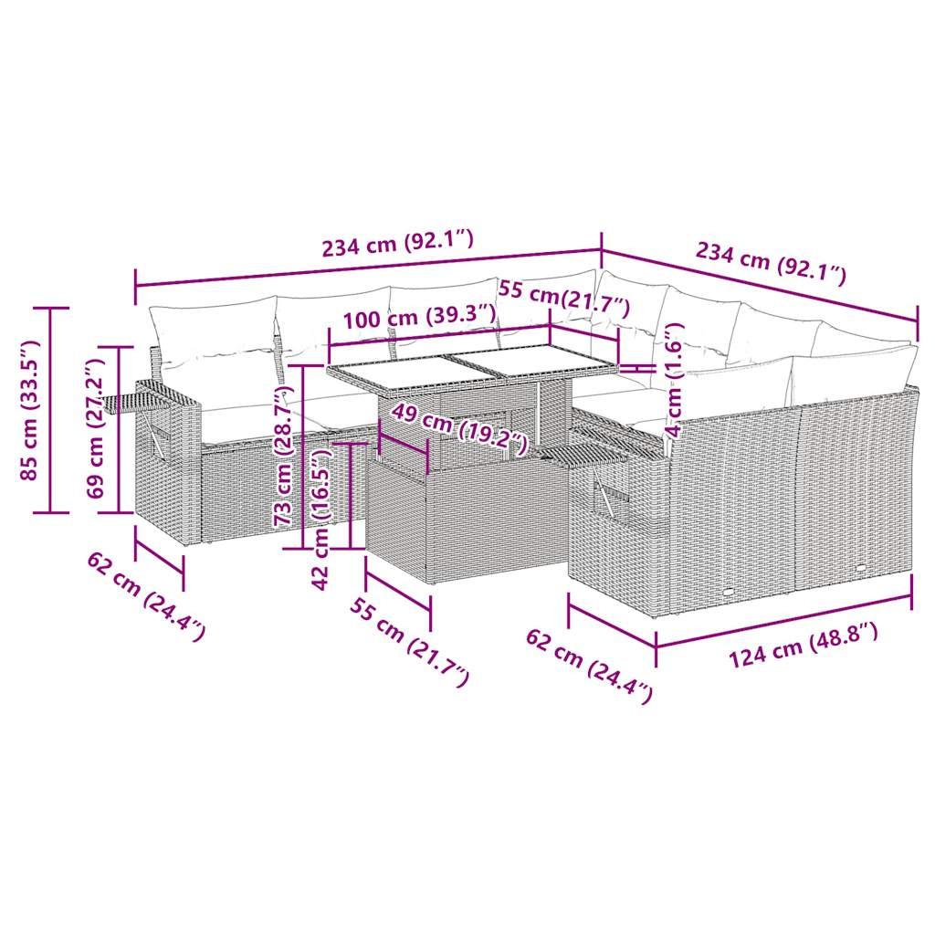VidaXL Gartensofa set poly-rattan