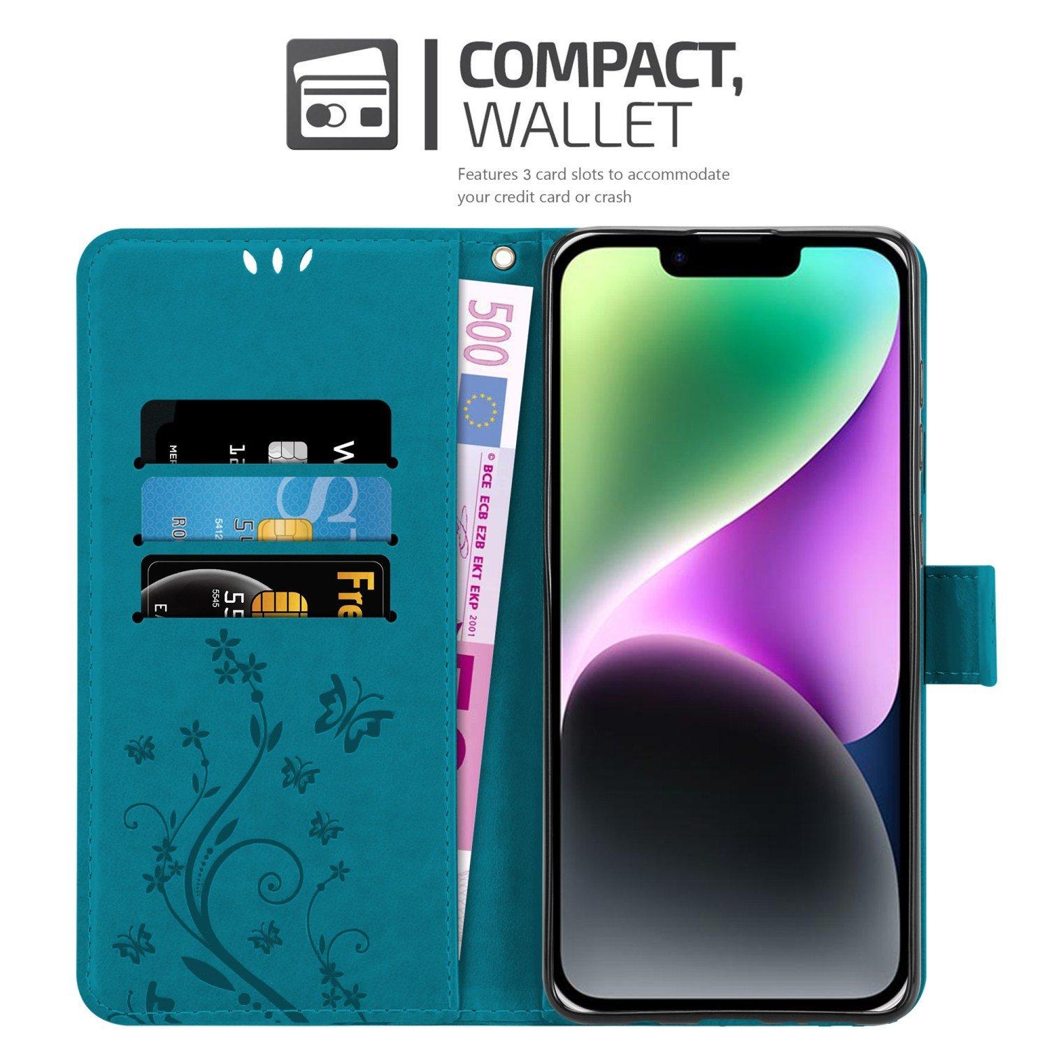 Cadorabo Hülle für Apple iPhone 14 Blumen Design Magnetverschluss