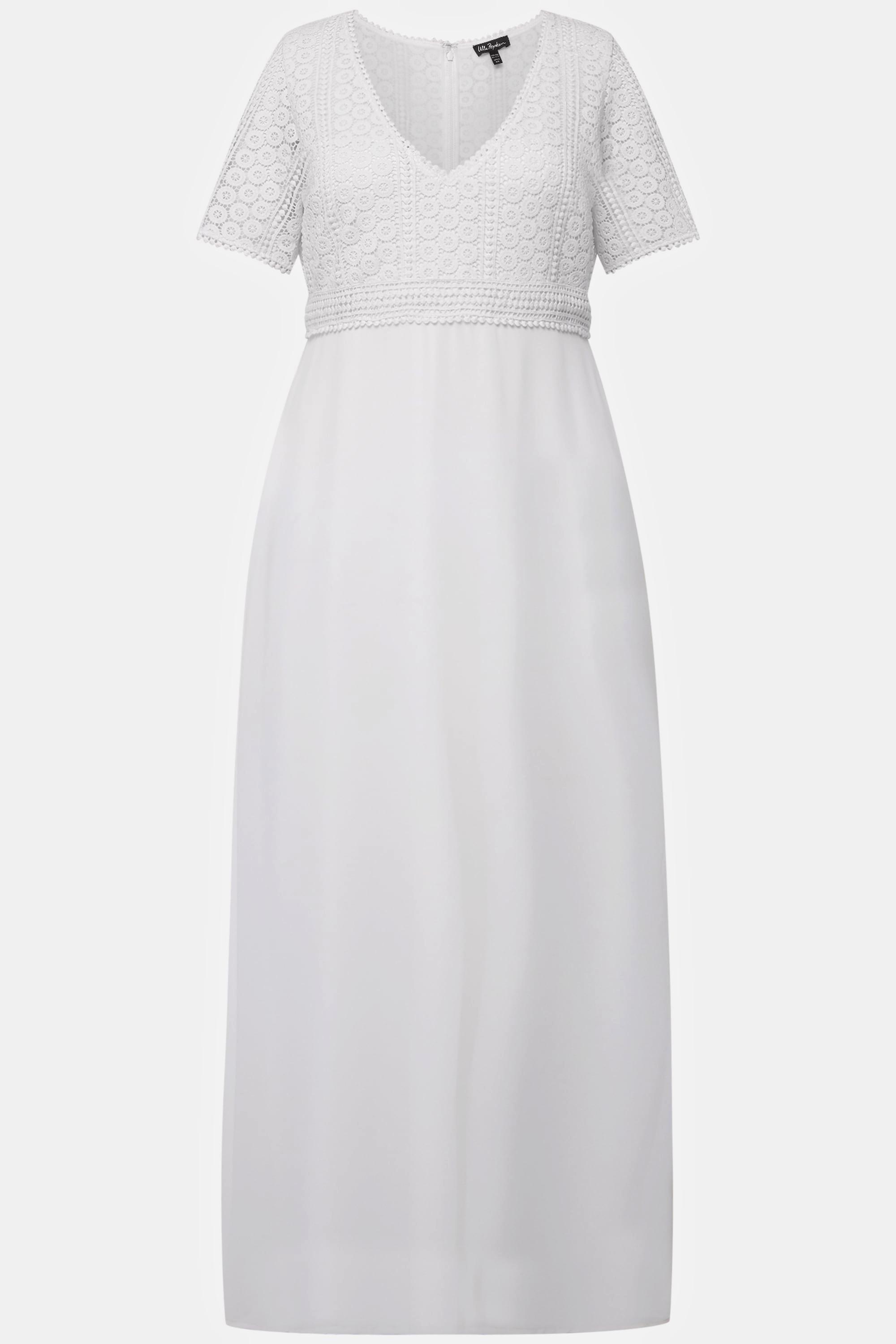 Ulla Popken Brautkleid Boho-Style A-Linie V-Ausschnitt Halbarm