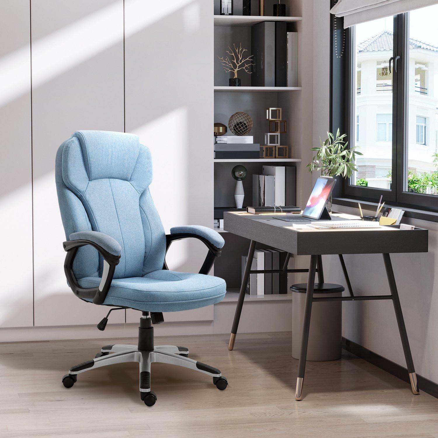 Northio Bürostuhl Computerstuhl Drehstuhl Höhenverstellbar Wippfunktion Hellblau Leinen 66X75X110-120Cm