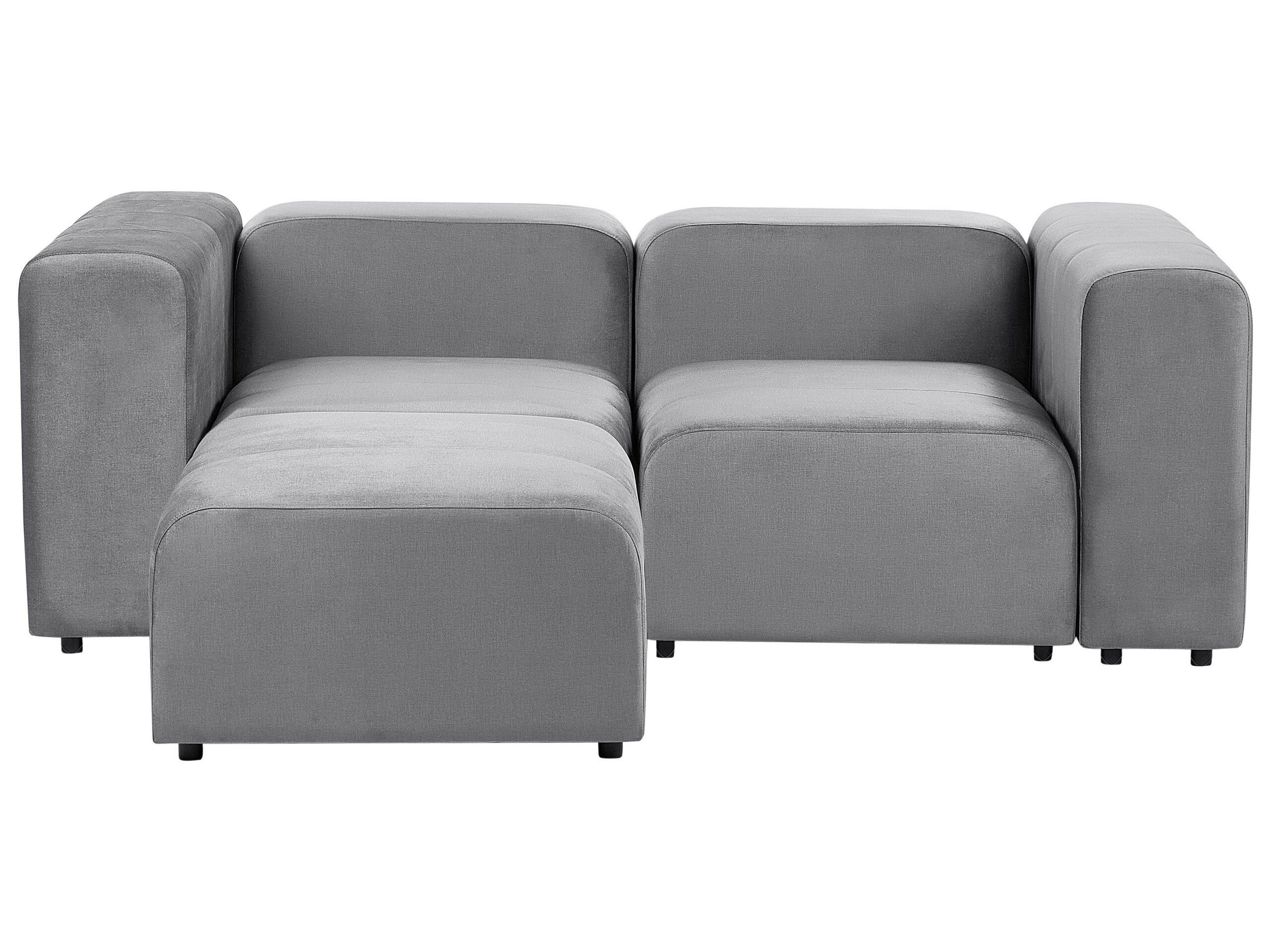 Beliani 2-Sitzer Sofa mit Ottomane aus Samtstoff Modern FALSTERBO