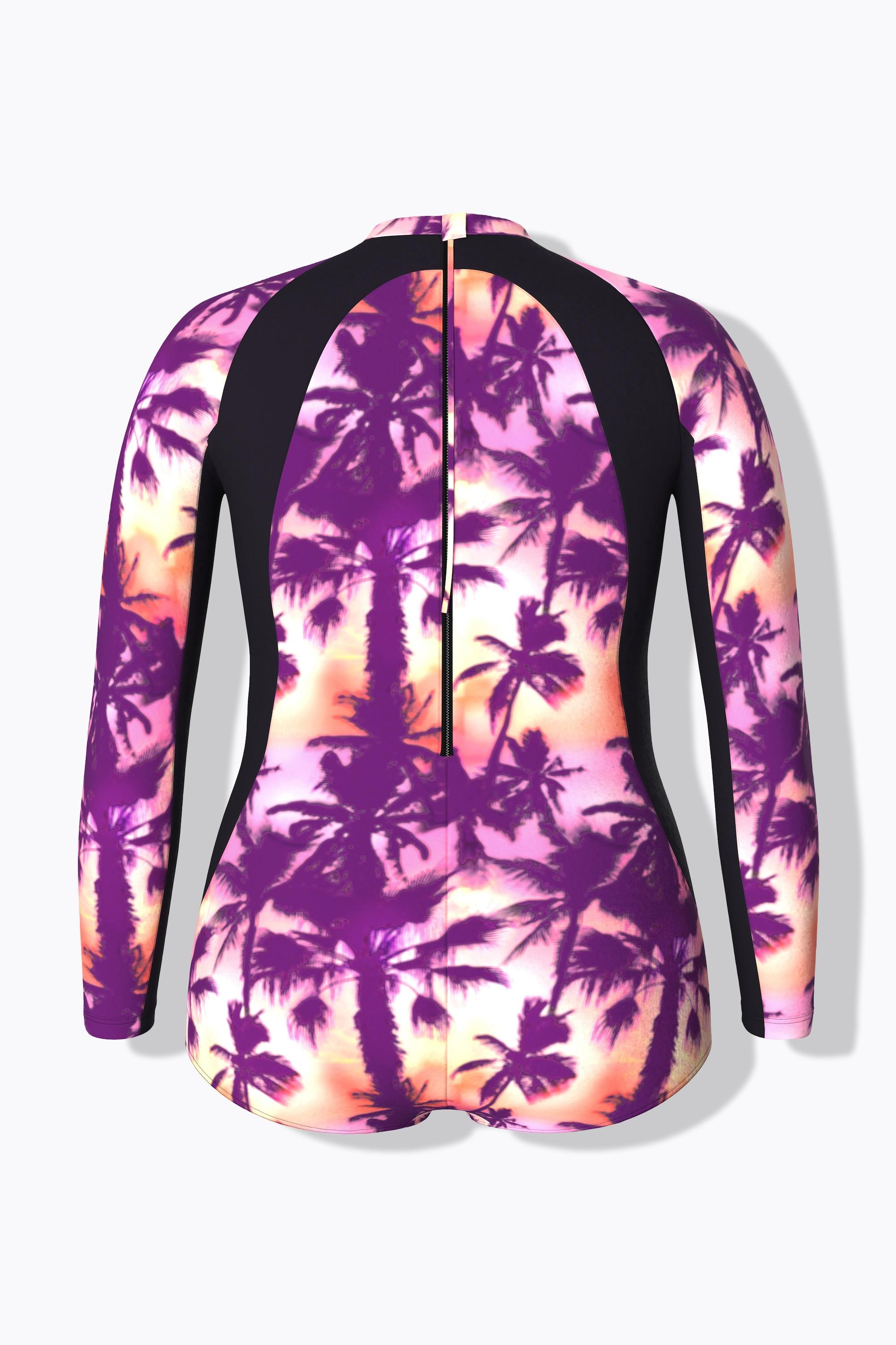 Ulla Popken Badeanzug, Langarm, ohne Softcups, Zipper, recycelt