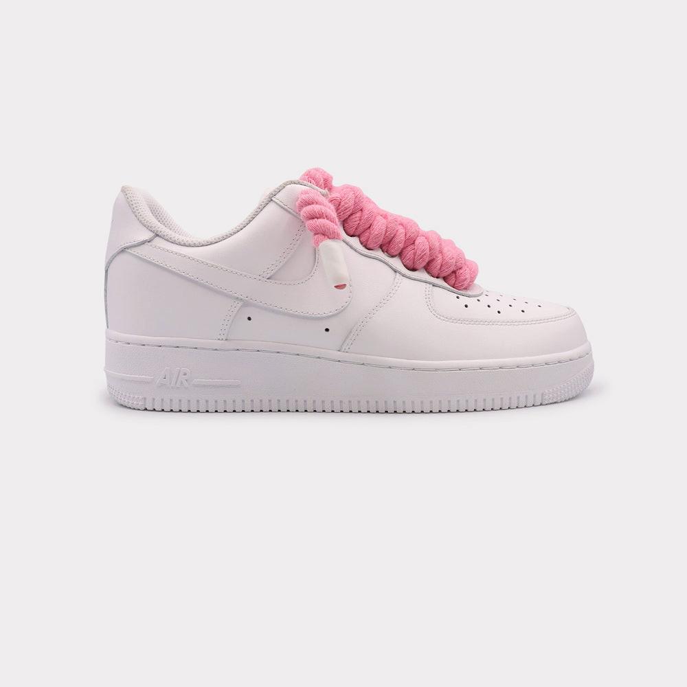 NIKE Air Force 1 White - Rope Lace Pink