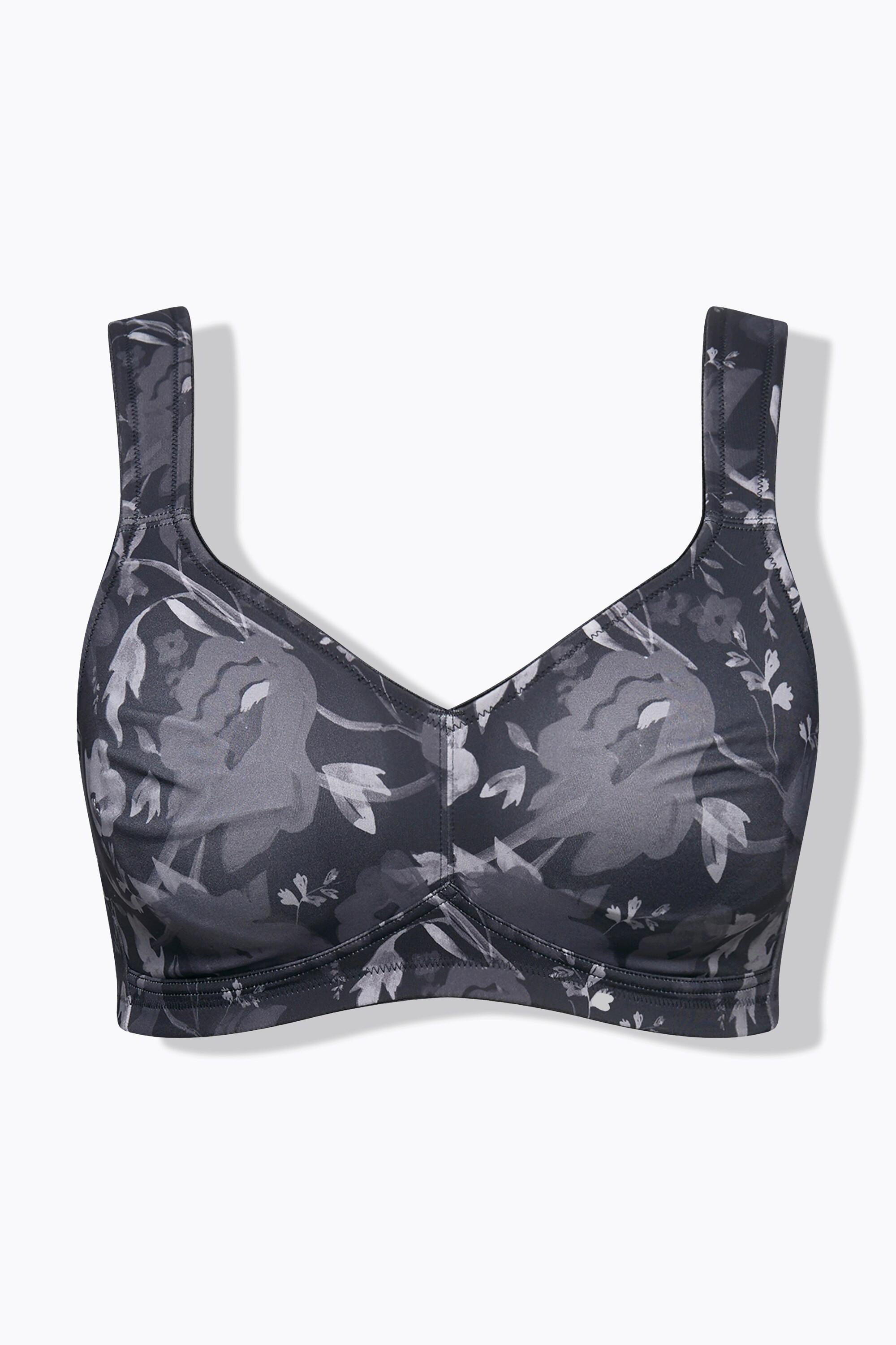 Ulla Popken Mikrofaser-BH, Blüten, ohne Bügel, Cup C - E