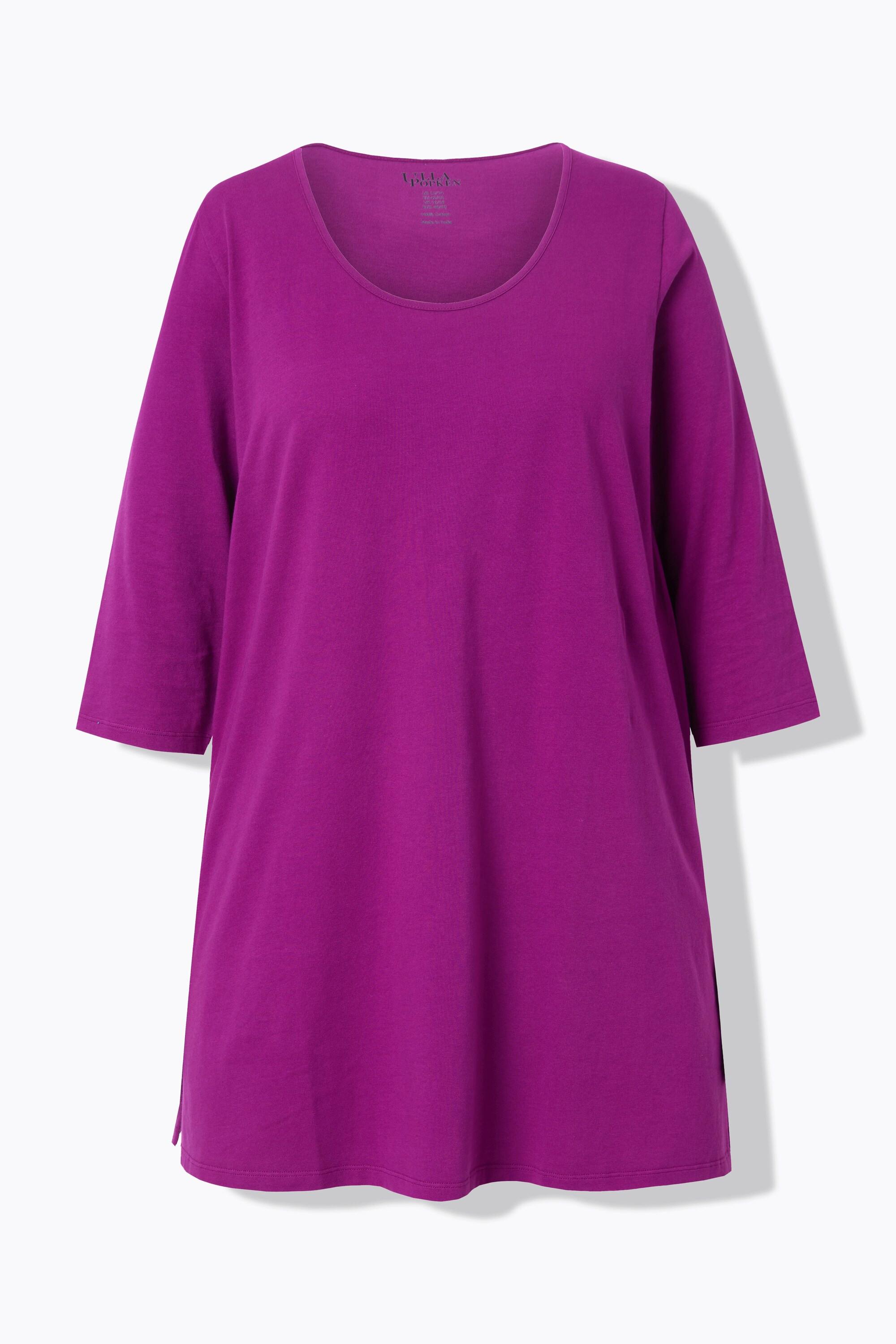 Ulla Popken Longshirt A-Linie Rundhalsausschnitt 3/4-Arm