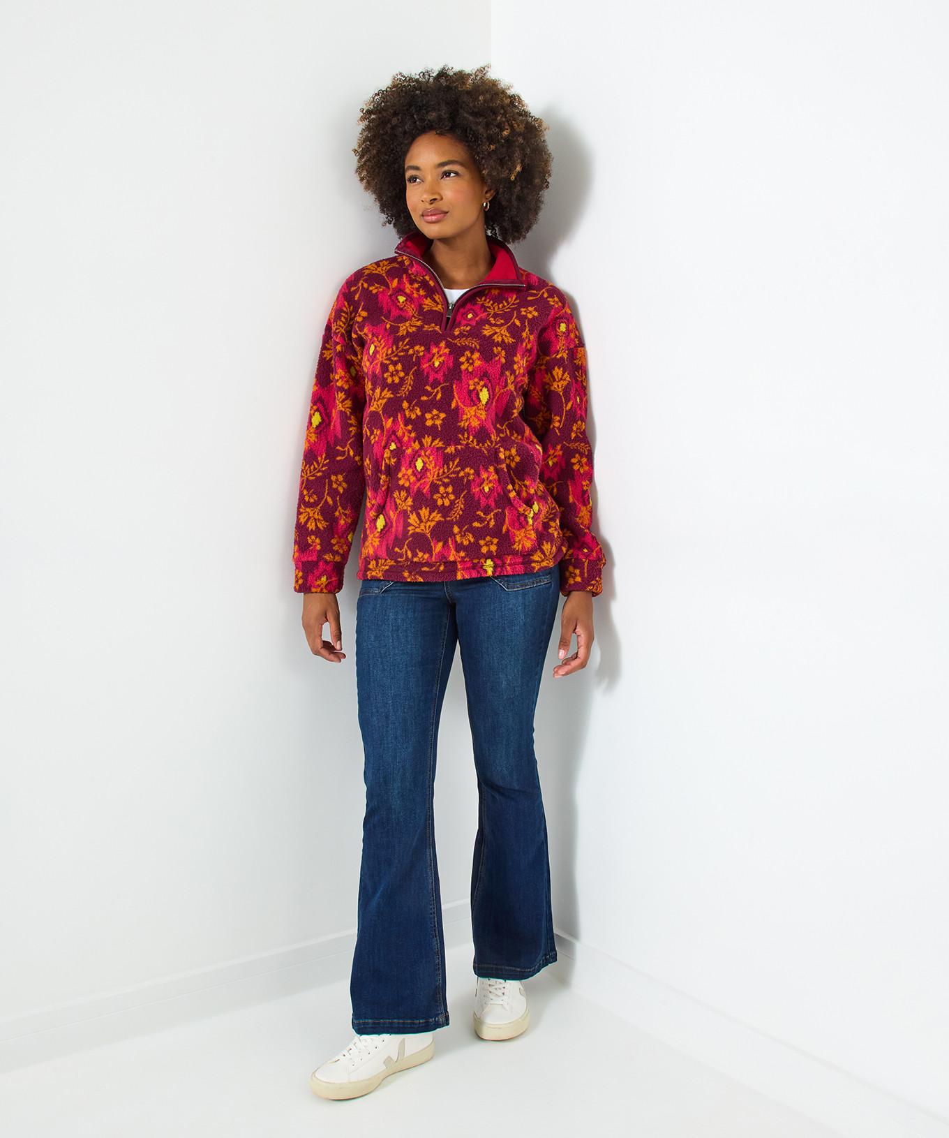 Joe Browns Vintage-Blumenfleece mit halbem Reißverschluss