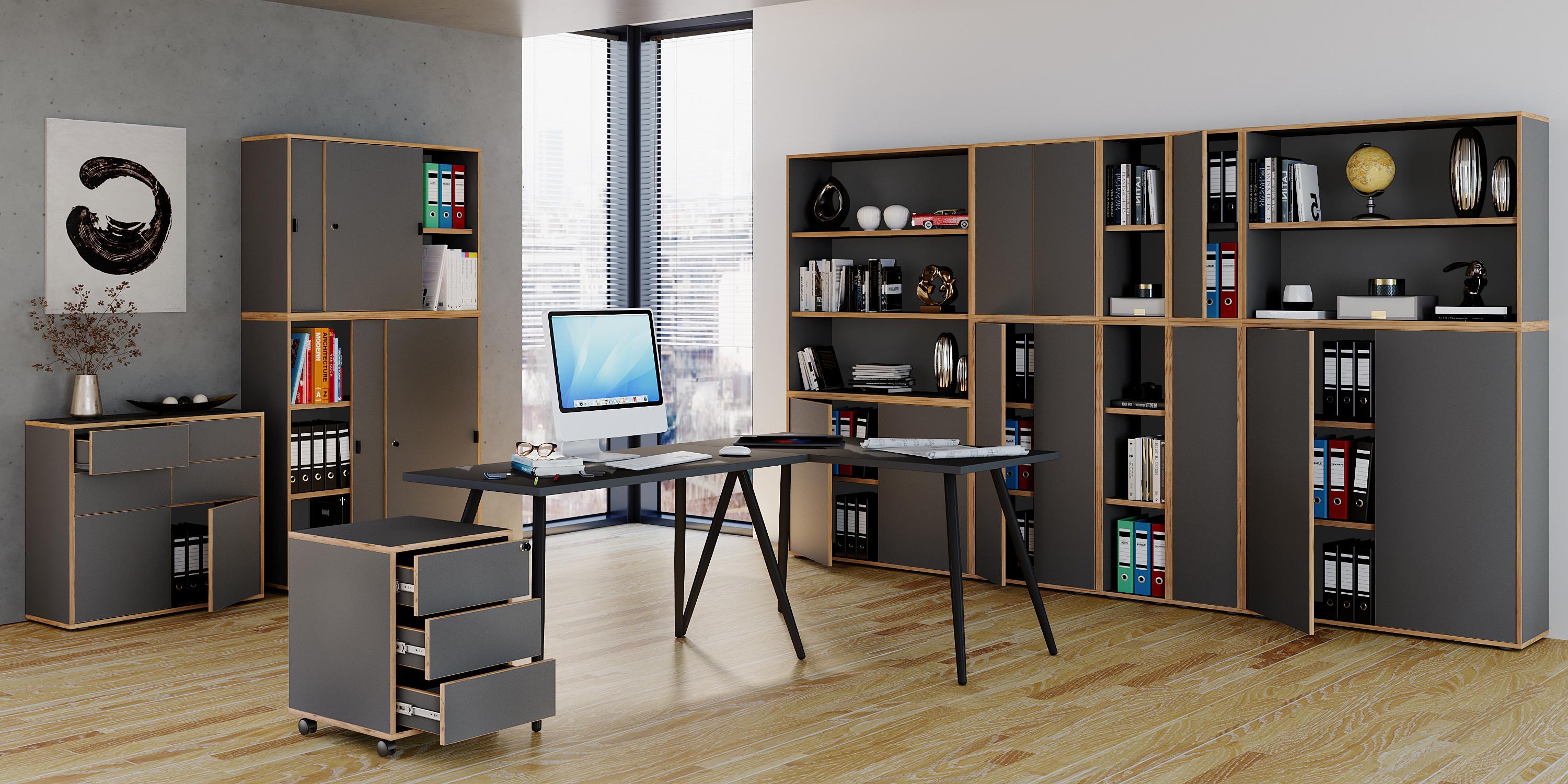 VCM Büroschrank Schiebetüren Salia 5f B100