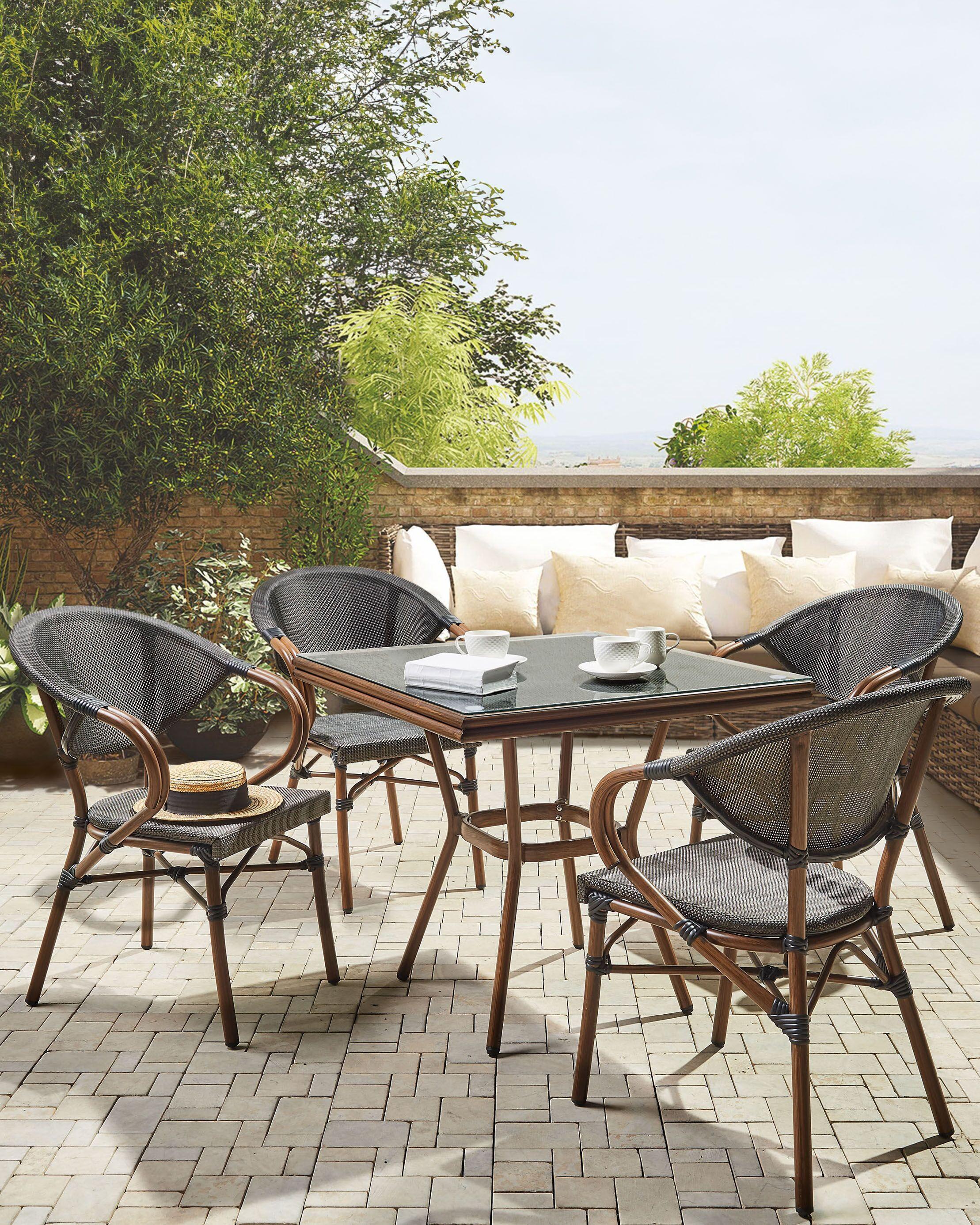 Beliani Gartenstuhl 4er Set aus Aluminium Retro CASPRI