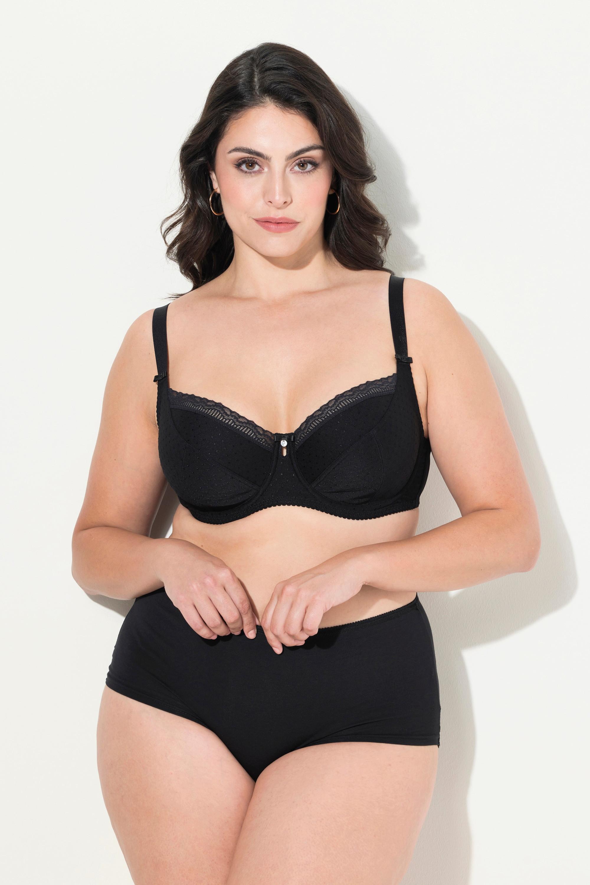 Ulla Popken Bügel-BH, Jacquard, Spitzenkante, Cup C - G