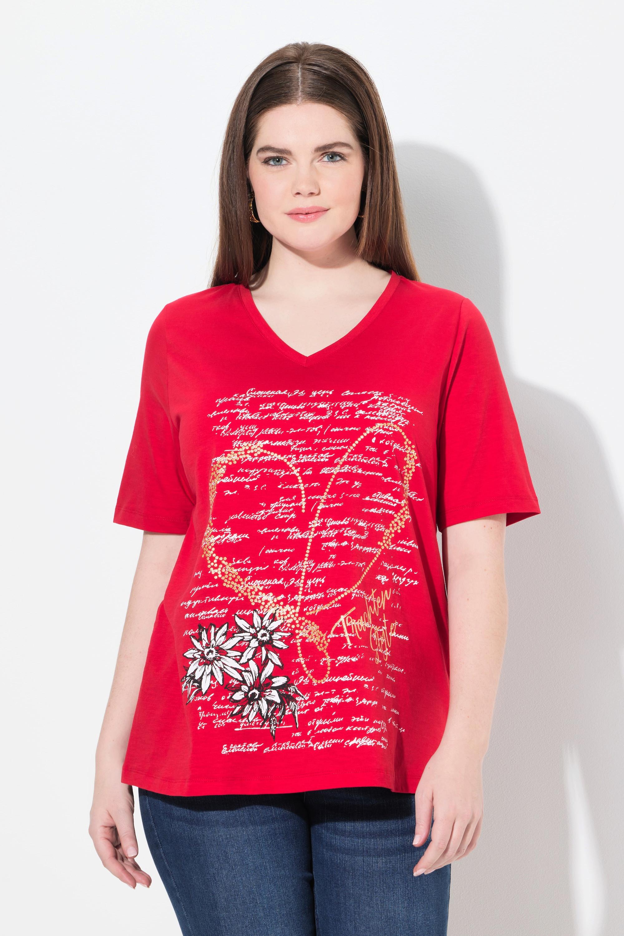 Ulla Popken T-Shirt Trachtenmotiv Classic Rundhals Halbarm