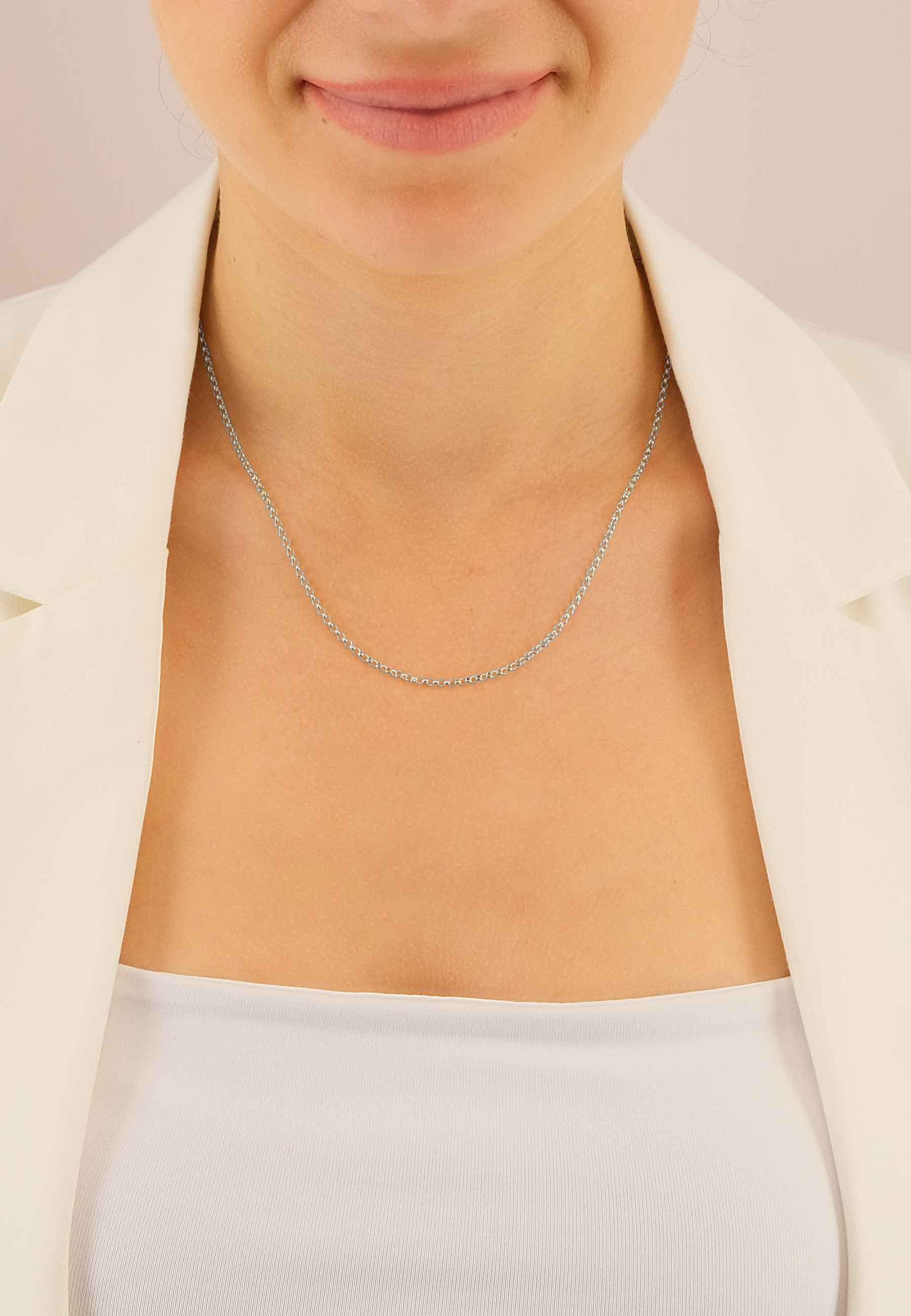 MUAU Schmuck Collier Erbs Weissgold 750, 2mm, 42cm