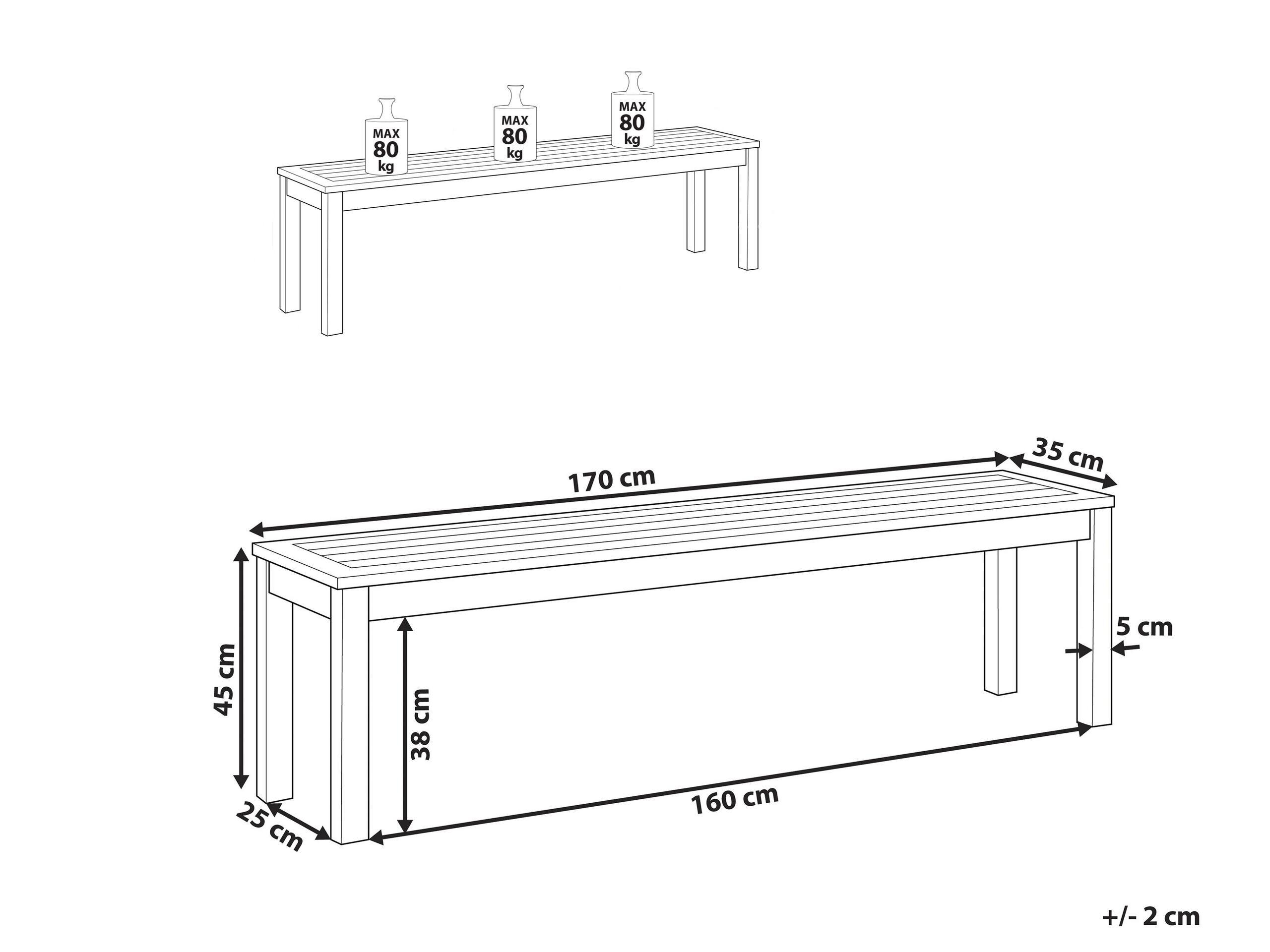 Beliani Gartenbank aus Eukalyptus Klassisch MONSANO