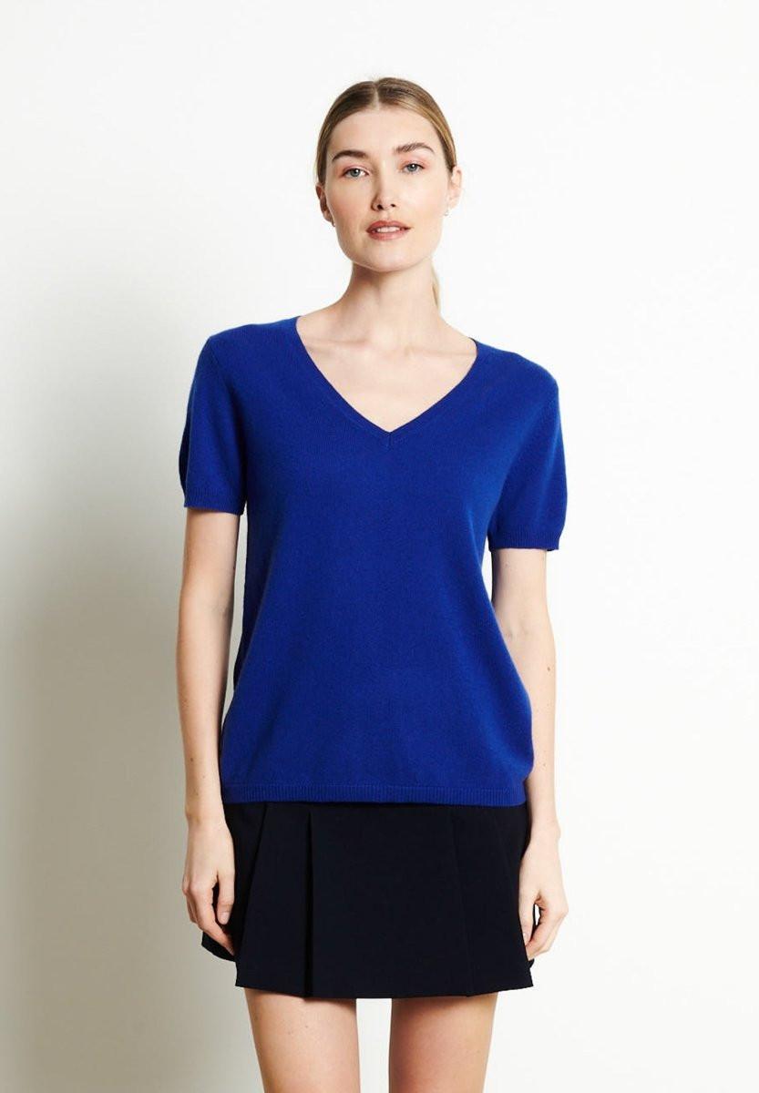 Studio Cashmere8 LILLY 14 Pullover mit V-Ausschnitt und kurzen Ärmeln