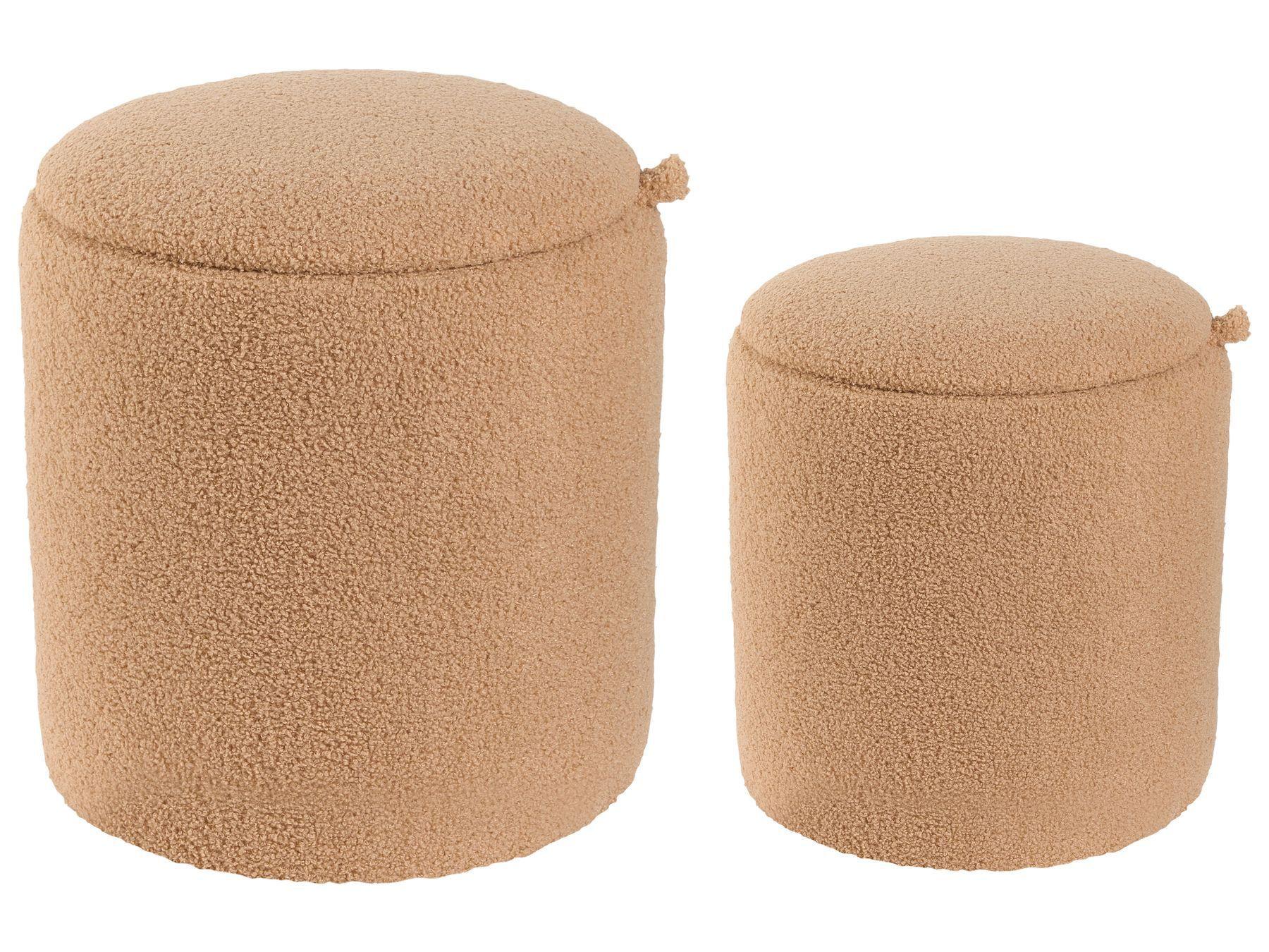 Beliani Pouf mit Stauraum 2er Set aus Bouclé Skandinavisch BEREA