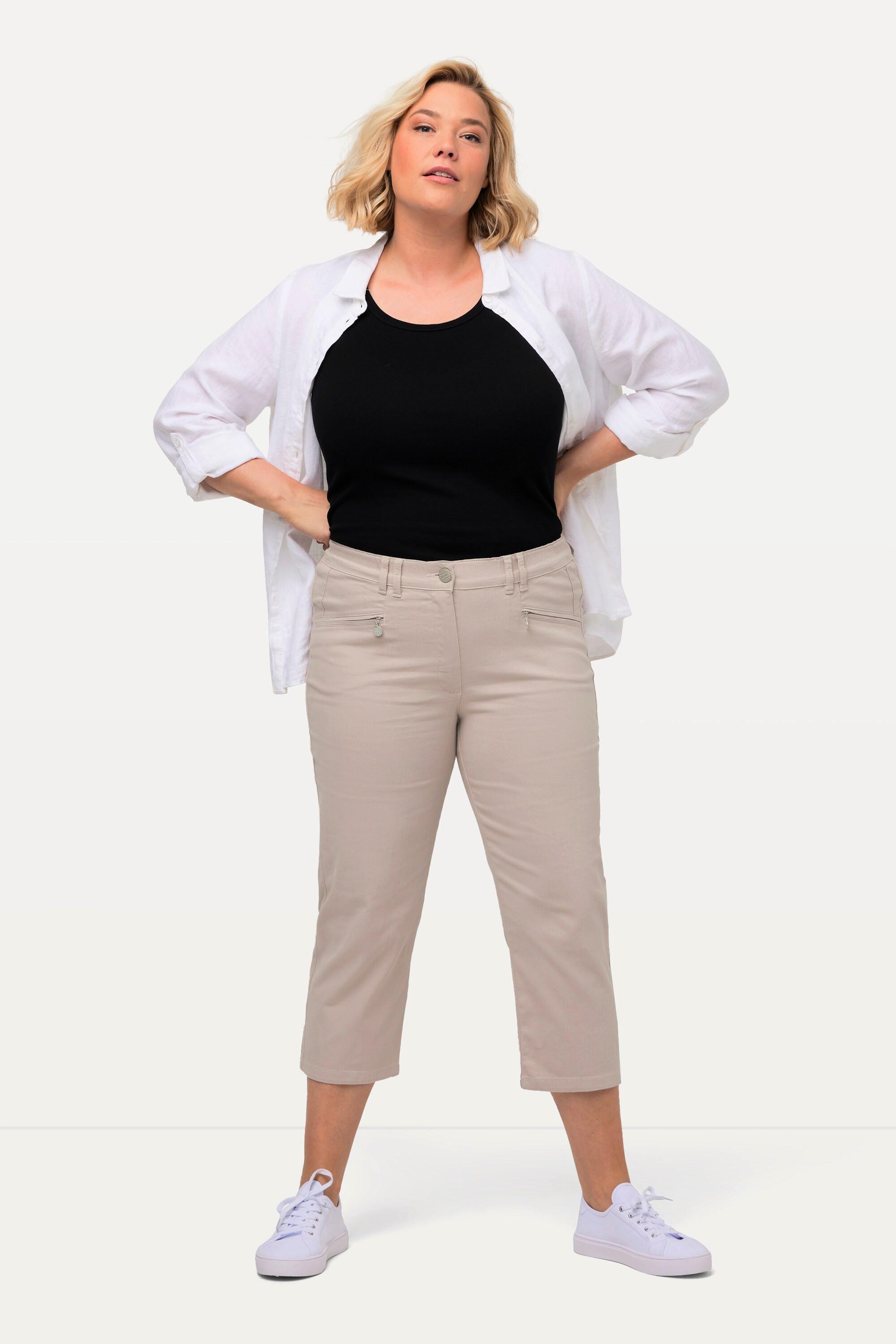 Ulla Popken Hose Mony wadenlang Zipptaschen Stretch