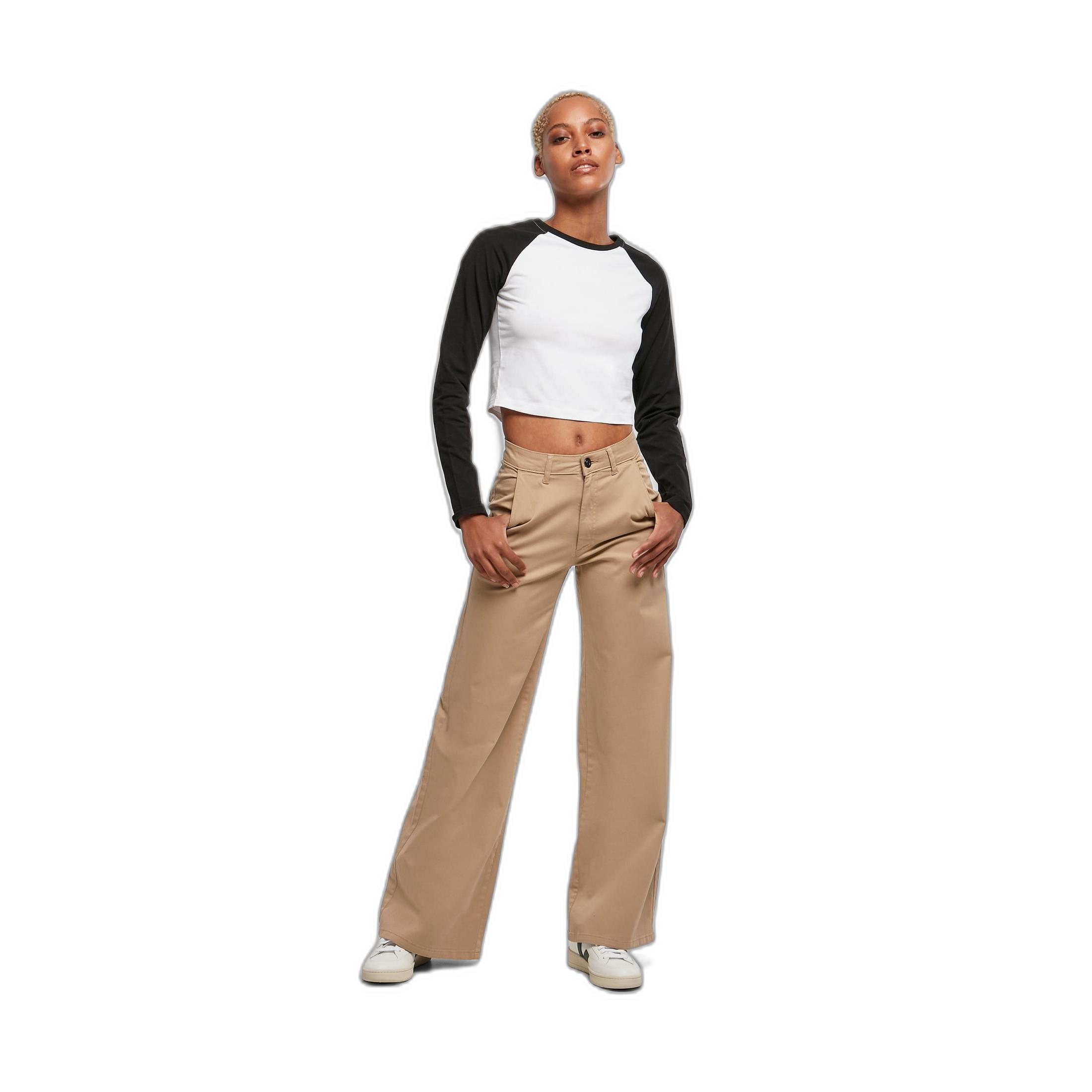 URBAN CLASSICS Langarm Crop Retro Baseball T-Shirt