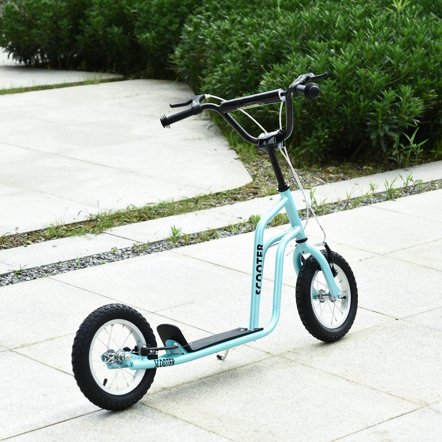 Northio Scooter Tretroller Kinderroller Cityroller Kickboard Mit Luftreifen 12 Zoll, Ab 5 Jahre, Blau, 120X58X75-80Cm