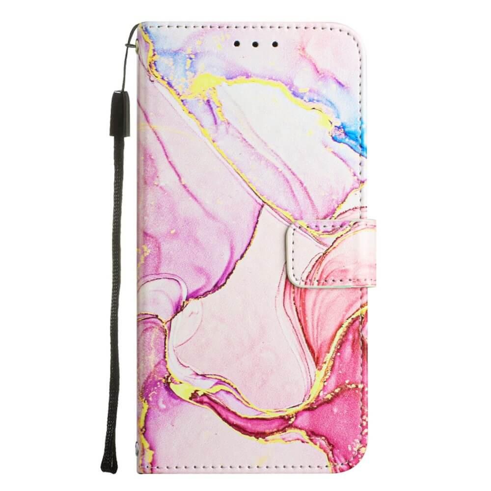 Cover-Discount iPhone 14 Pro Max - Leder Hülle Pink Marble