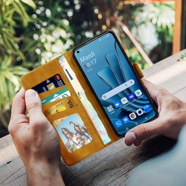 Avizar OnePlus 10 Pro Klapphülle Gelbbraun
