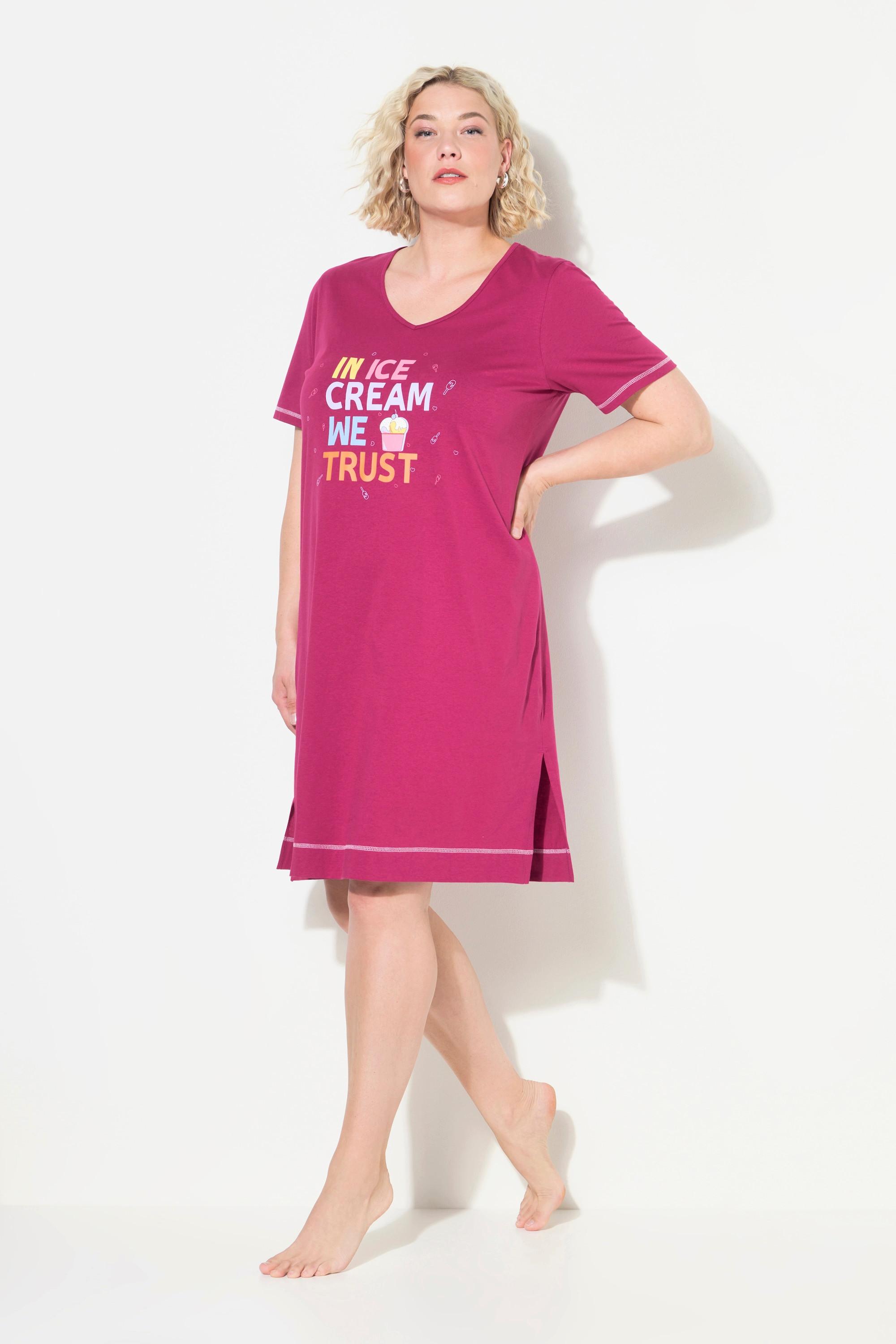 Ulla Popken Bigshirt, bedruckt, V-Ausschnitt, Halbarm