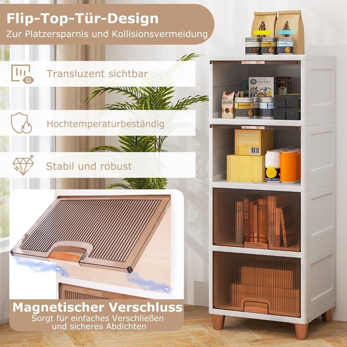 B2X 150 L Aufbewahrungsbox mit Magnetischen Türen 4er Set Stapelbare Kunststoffbox Weiß