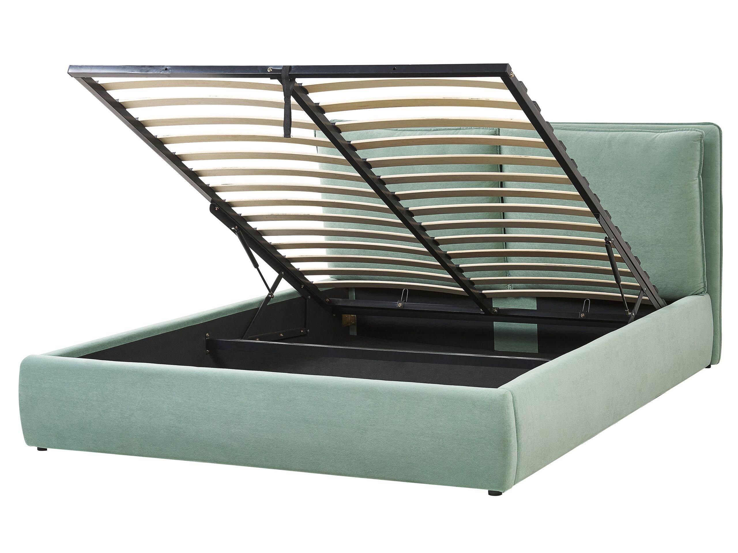 Beliani Bett mit Bettkasten aus Samtstoff Modern BAJONNA