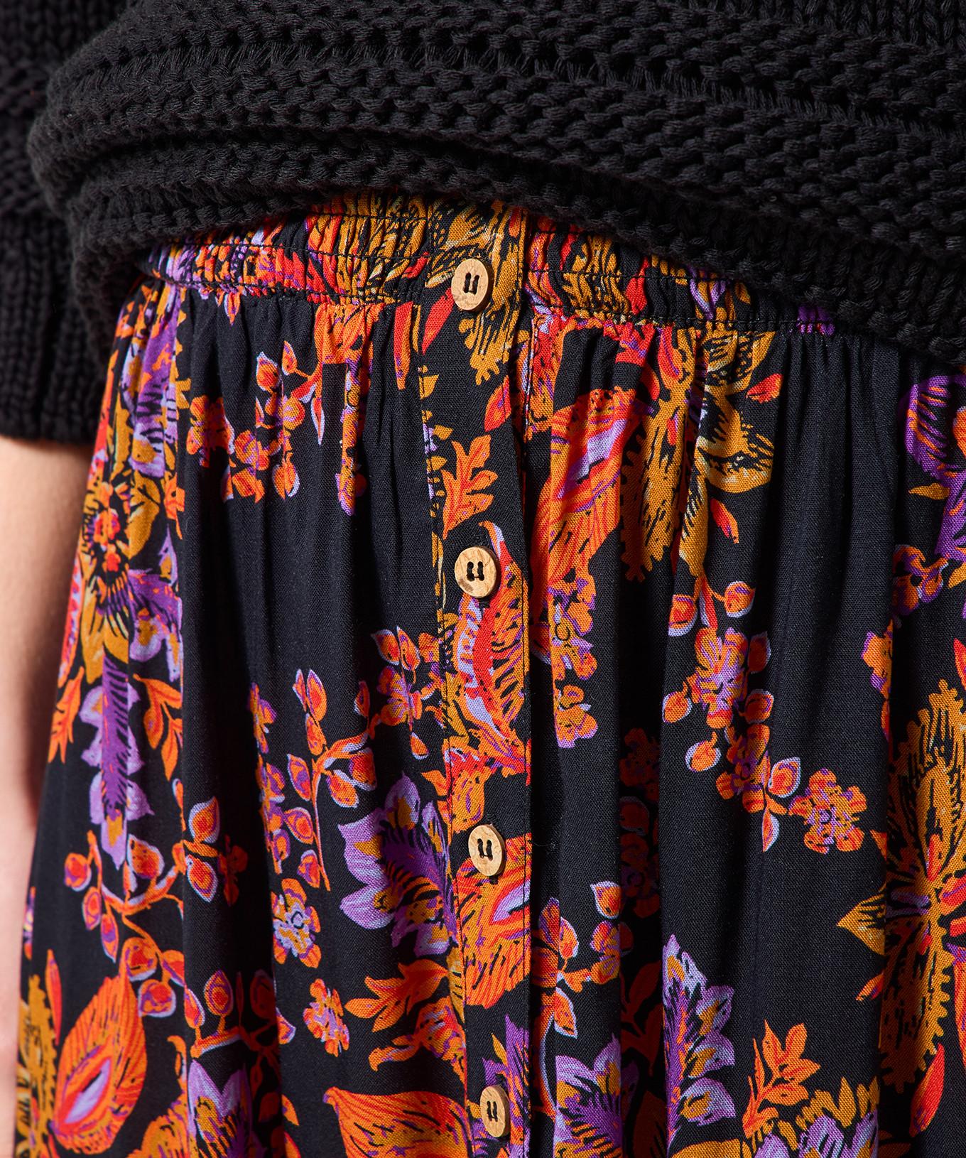 Joe Browns Auffälliger Blumenprint-Maxirock mit Knopfleiste