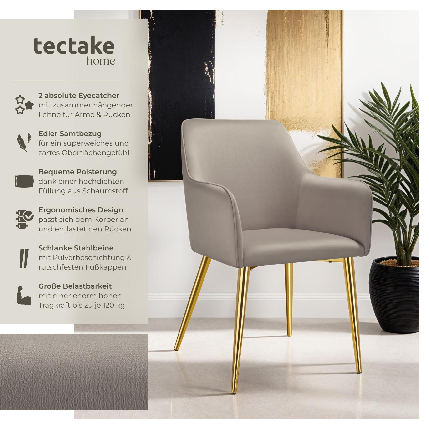 Tectake Armlehnstuhl Avane, Samtoptik, gepolstert