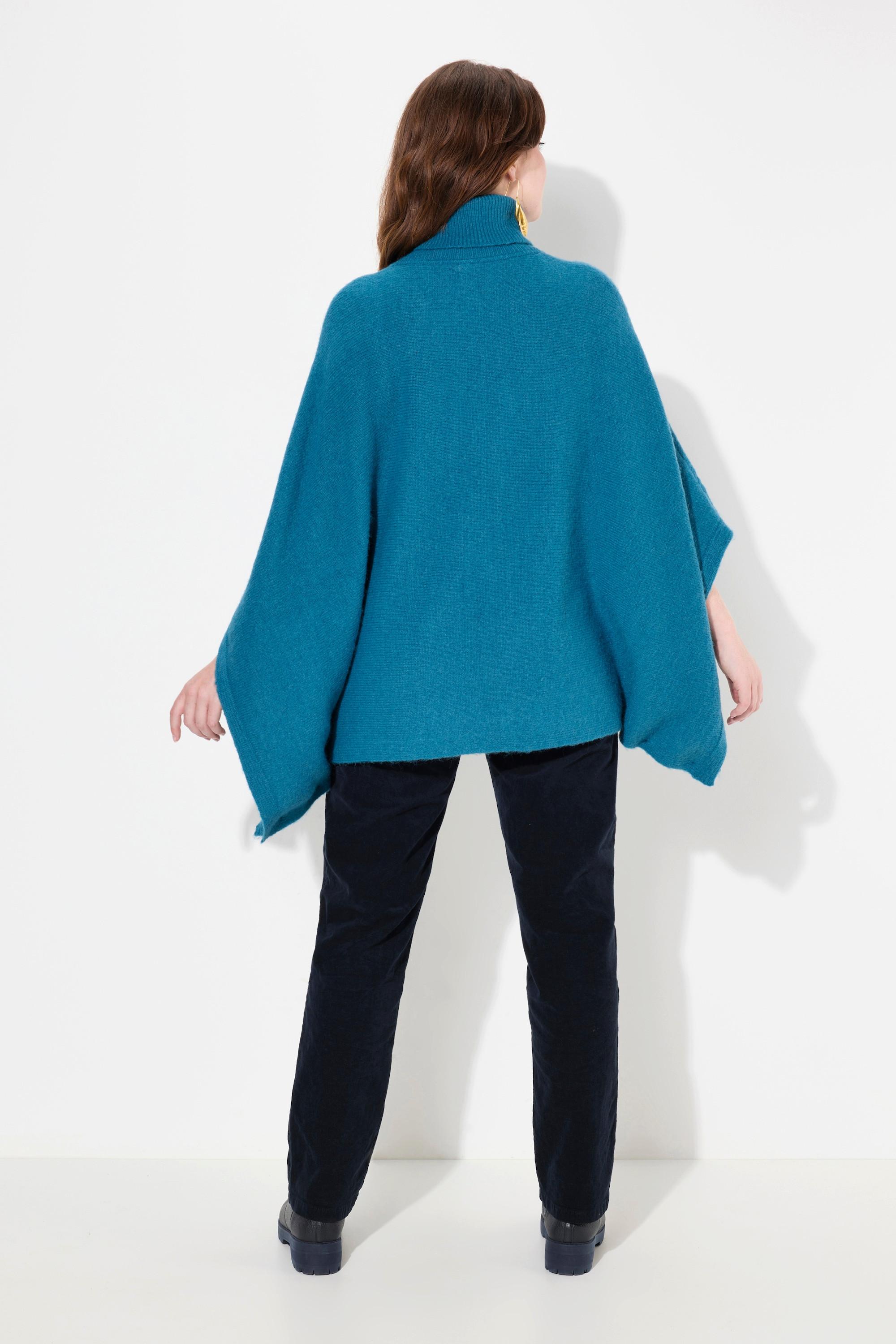 Ulla Popken Poncho, Rollkragen, oversized, Halbarm