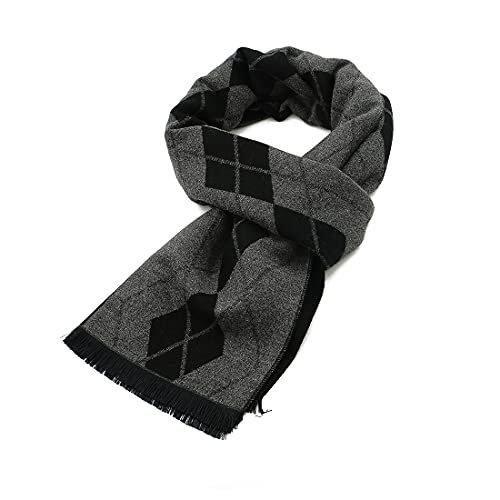 Only-bags.store Schal Warm und weich Winterschal Schal gestrickt kariert Winter lange Schals Grau Schwarz
