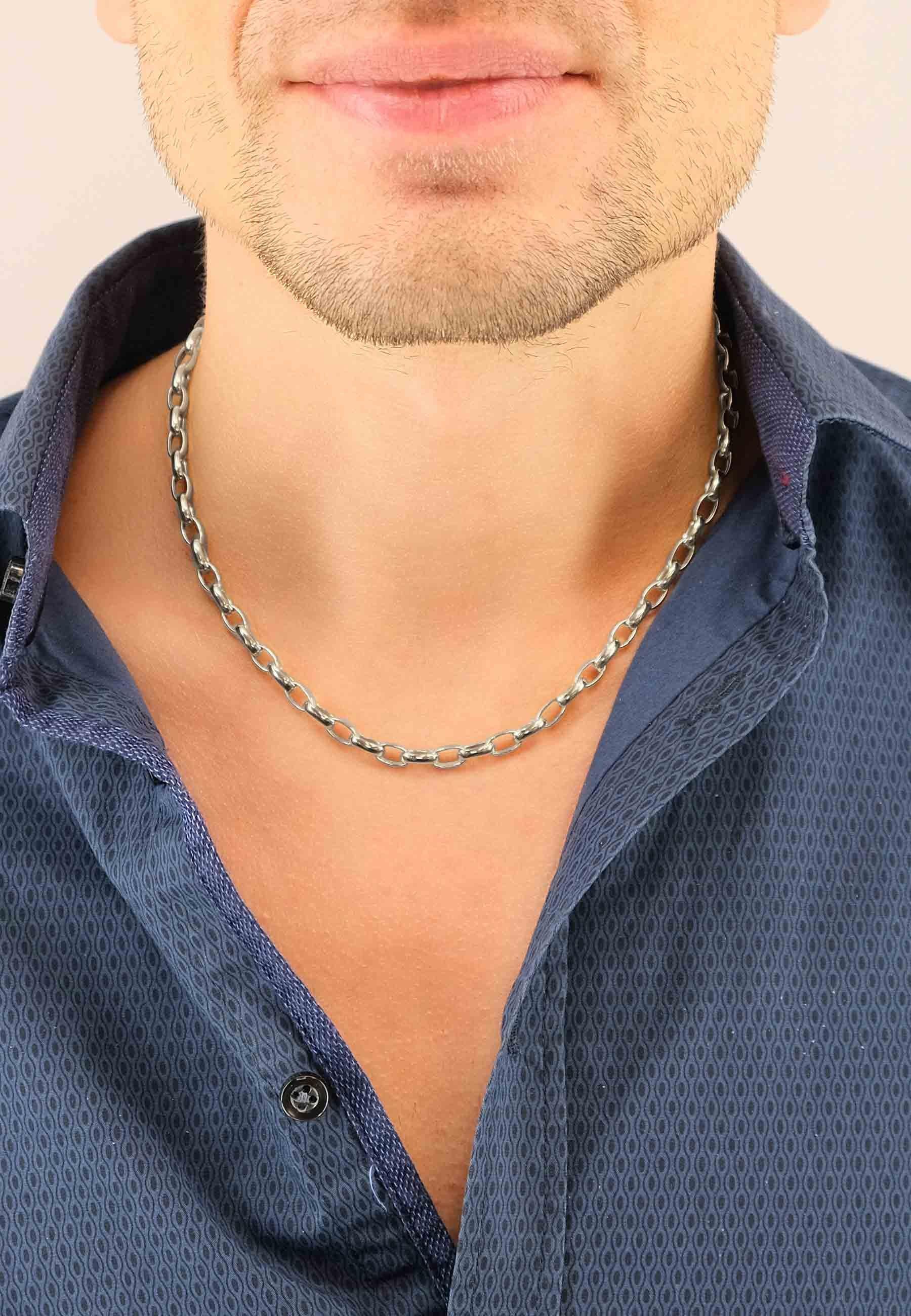 MUAU Schmuck Collier Anker Weissgold 750, 6x8.5mm, 45cm