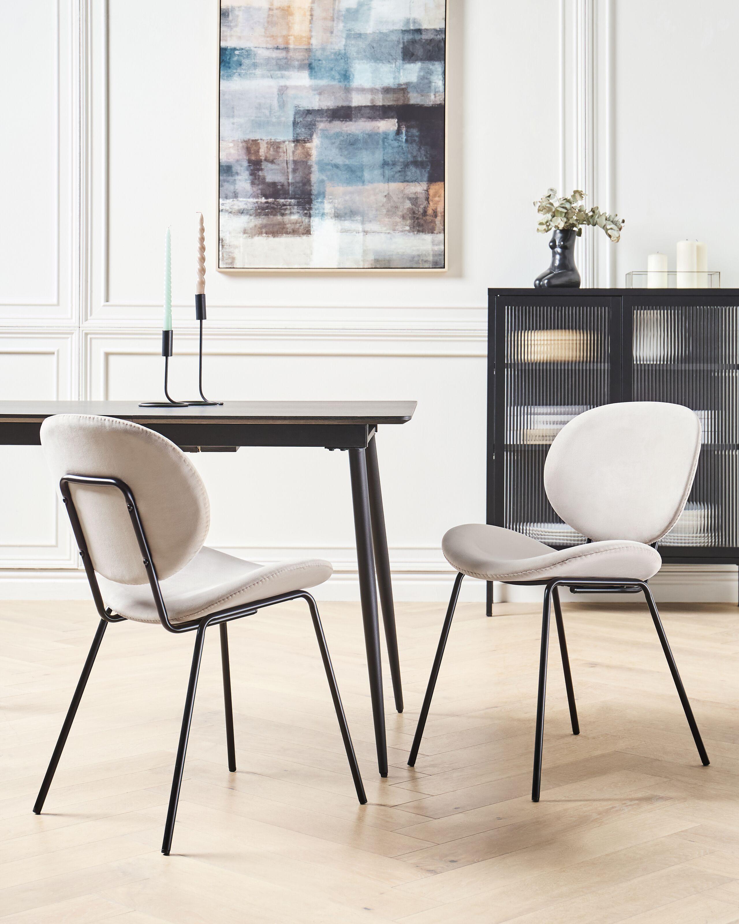 Beliani Esszimmerstuhl 2er Set aus Samtstoff Klassisch LUANA