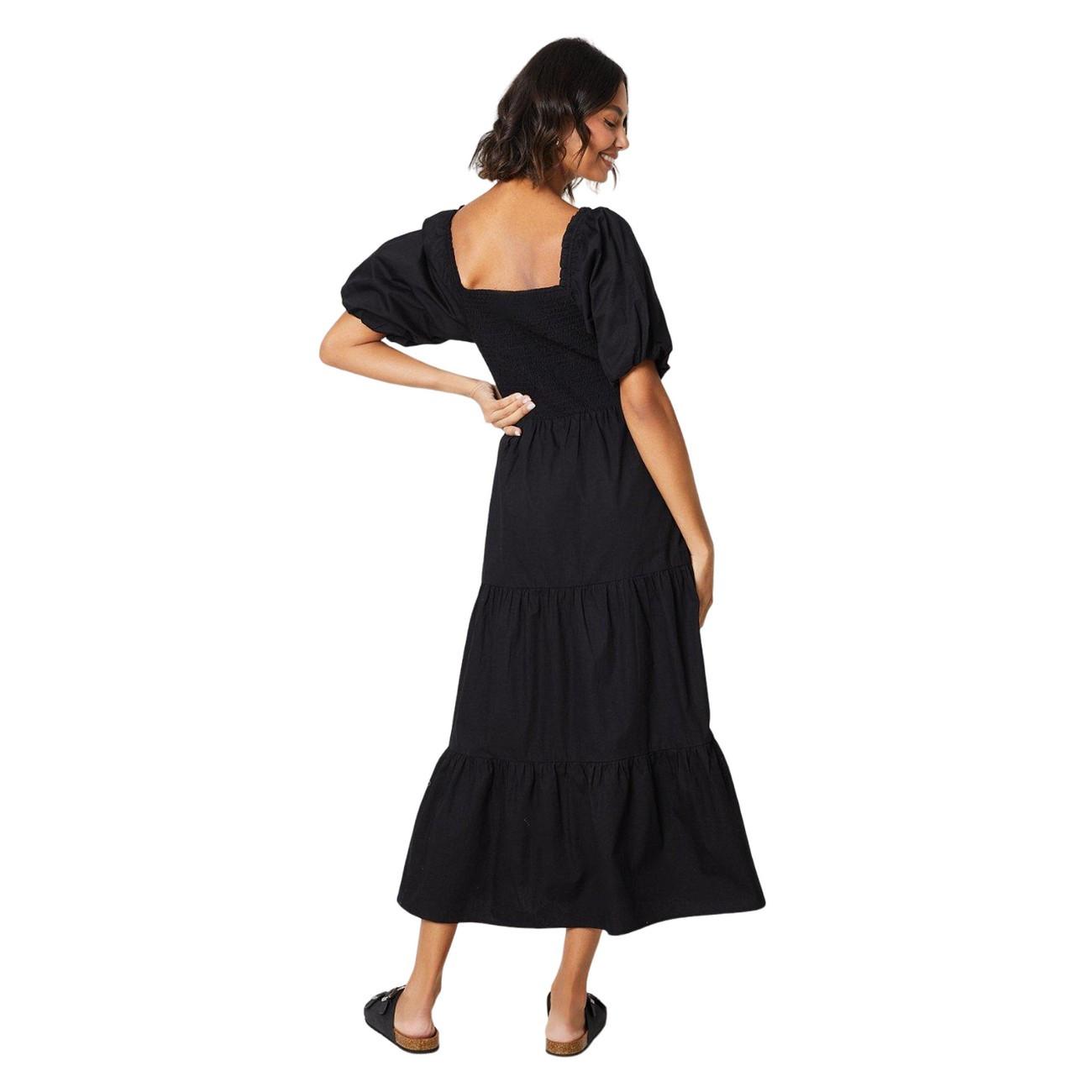 Dorothy Perkins Gesmocktes Midikleid mit Puffärmeln