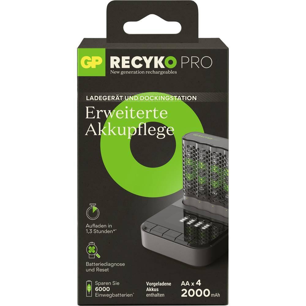 GP Batteries USB-Modell Ladegerät P461, 4 x RECYKO PRO AA Akku 2000 mAh und USB Dockingstation