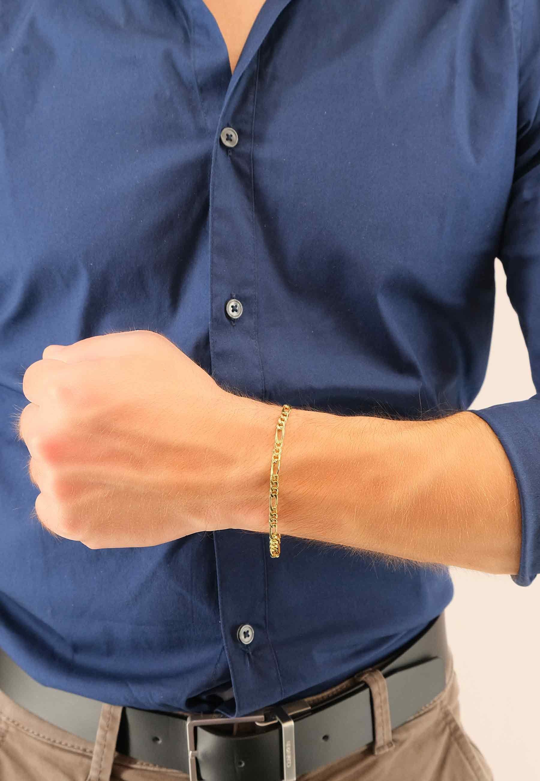 MUAU Schmuck Bracelet Figaro Gelbgold 750, 19cm, 4mm