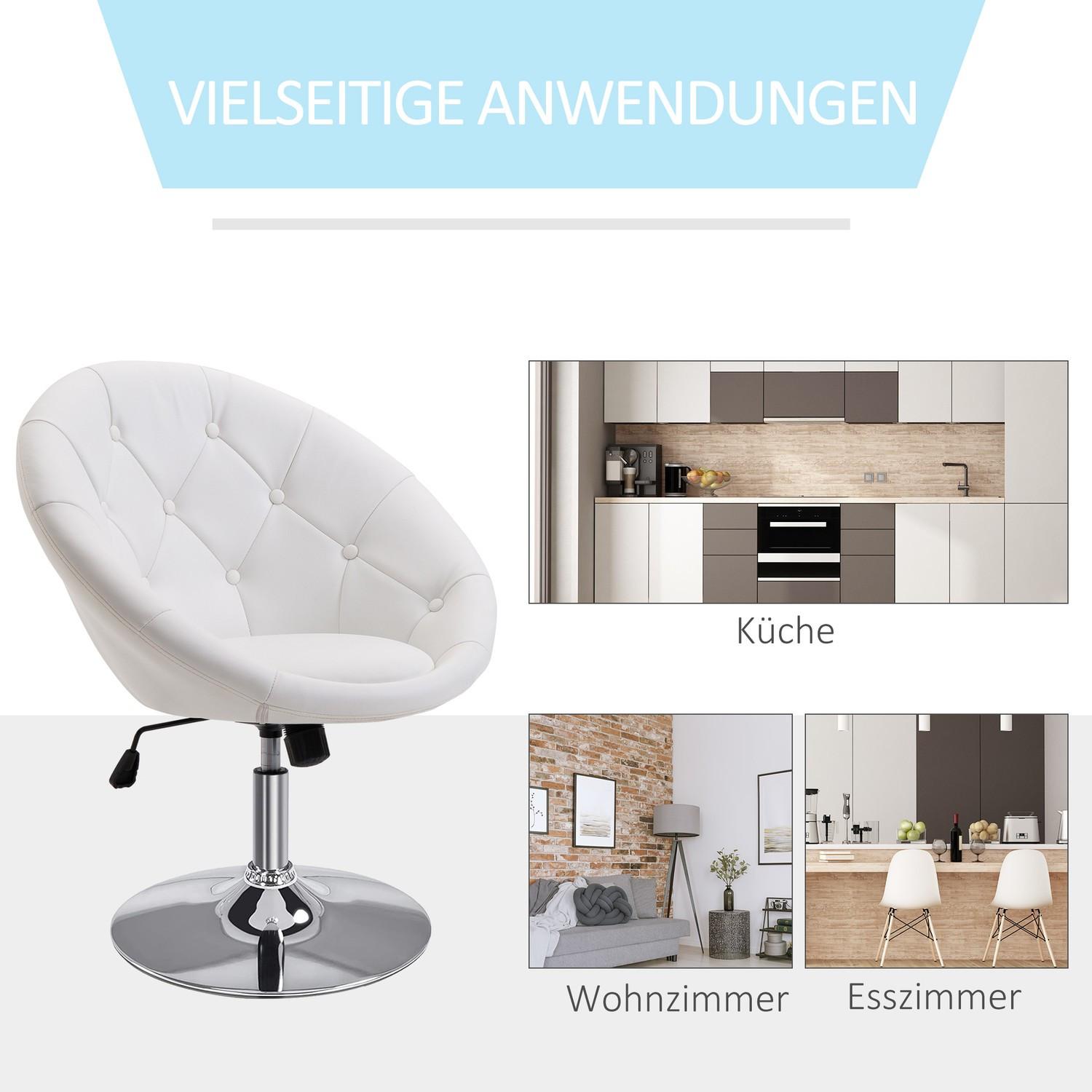 Northio Arbeitshocker Drehhocker Drehstuhl Verchromt Höhenverstellbar Pu+Stahl Schwarz/Weiß 56X71X78-90Cm (Weiß)