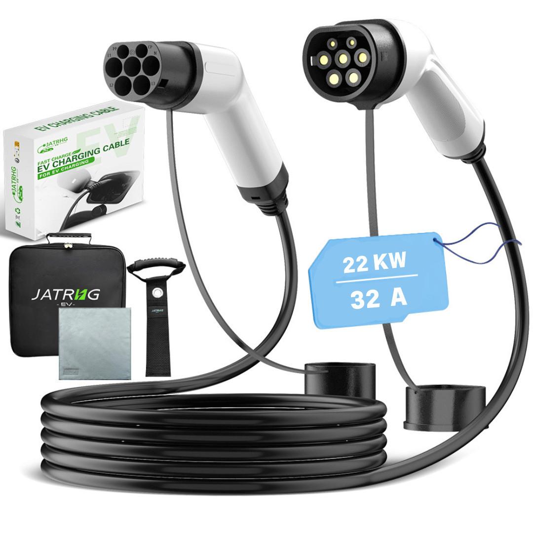JATRHG JATRHG EV-Ladekabel 22 kW 32 Ampere dreiphasig 12 Meter Elektrofahrzeug und Plug-in-Hybrid von Typ 2 zu Typ 2