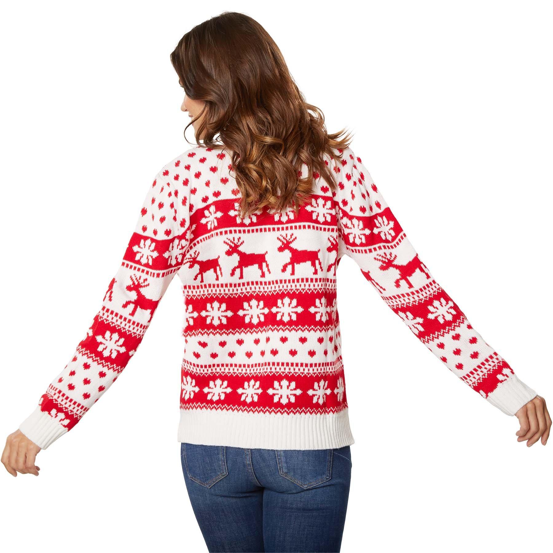 Tectake Weihnachtspullover Winterzauber weiss-rot für Frauen