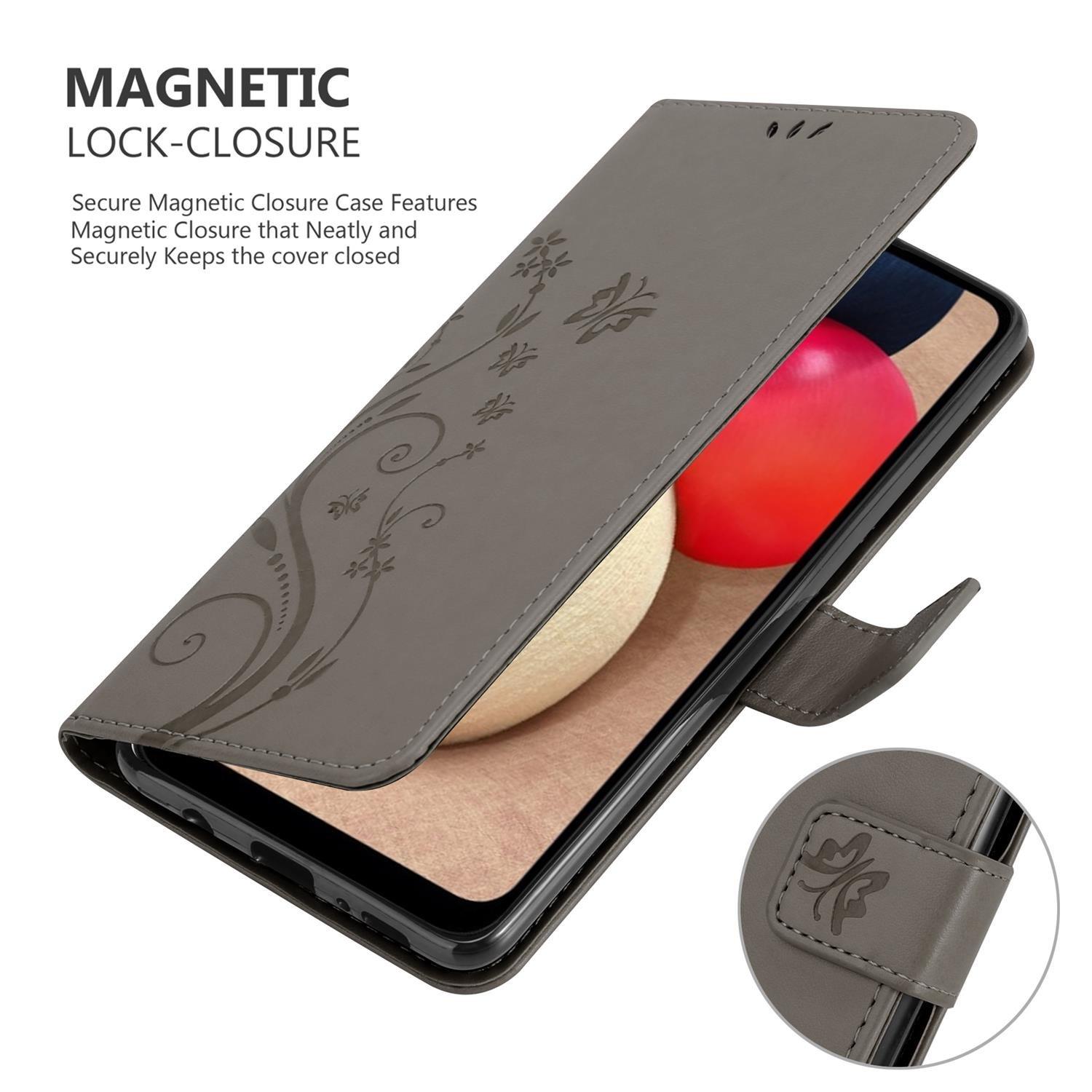 Cadorabo Hülle für Samsung Galaxy A02s Blumen Design Magnetverschluss