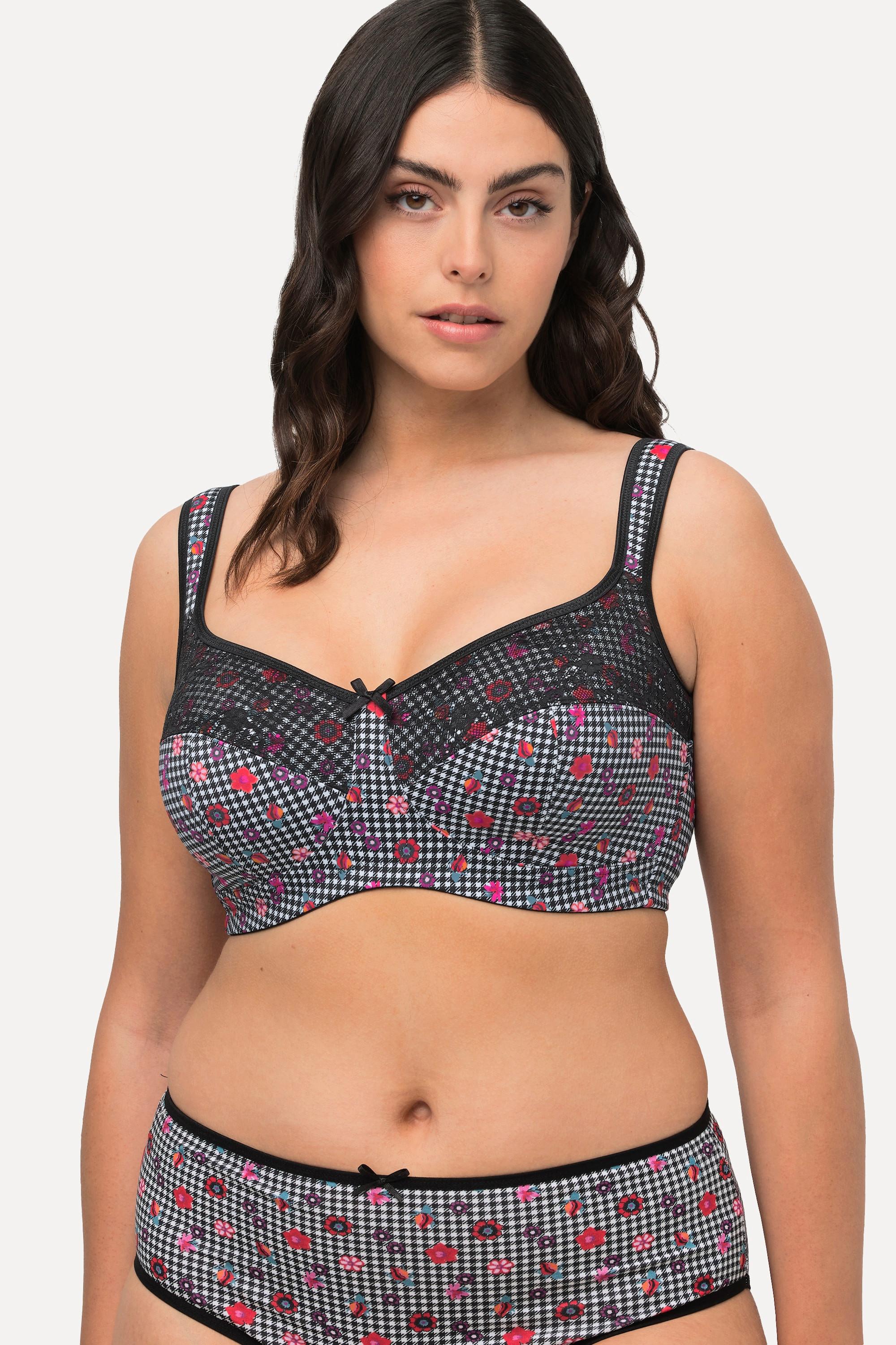 Ulla Popken Entlastungs-BH, Hahnentrittmuster, Spitze, Cup C - E